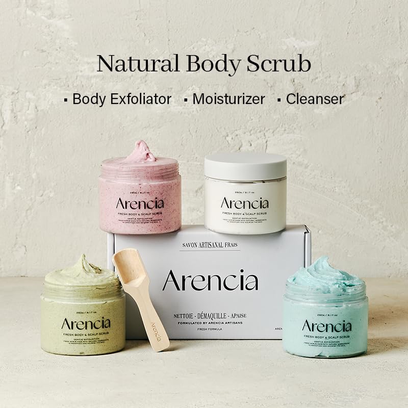 Arencia Fresh Cloud Sea Salt Body & Scalp Scrub (Pink) - Gentle Exfoliation for Softer, Refreshed Skin and Scalp, Korean Skin Care