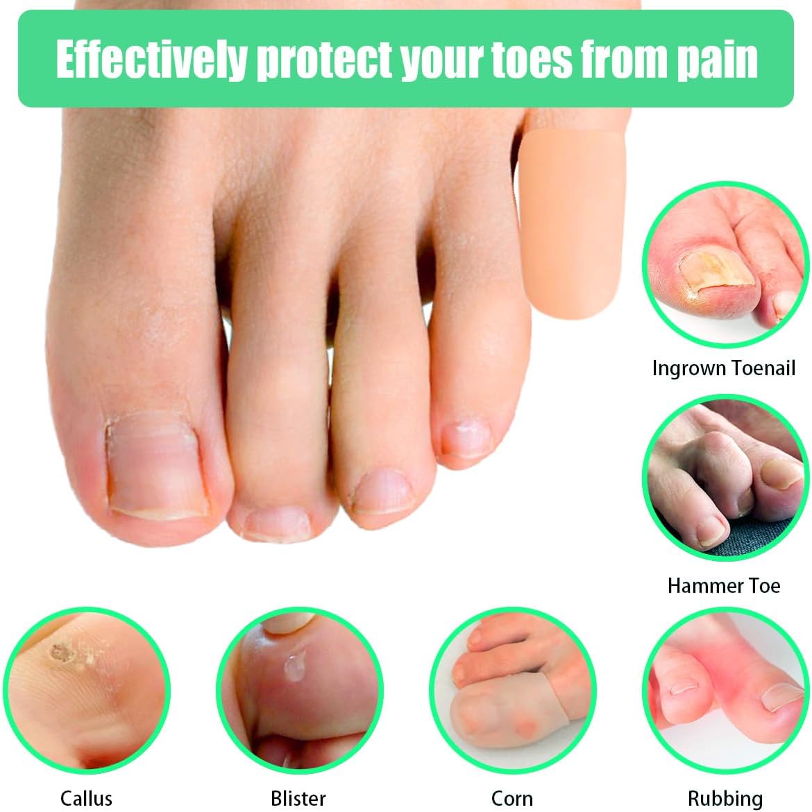 12 PCS Gel Toe Protectors for Men and Women to Protect and Cushion Corns, Calluses, Toe Blisters, Hammer Toes, Ingrown or Missing Toenails, Relieve Foot Pain (Beige, S)