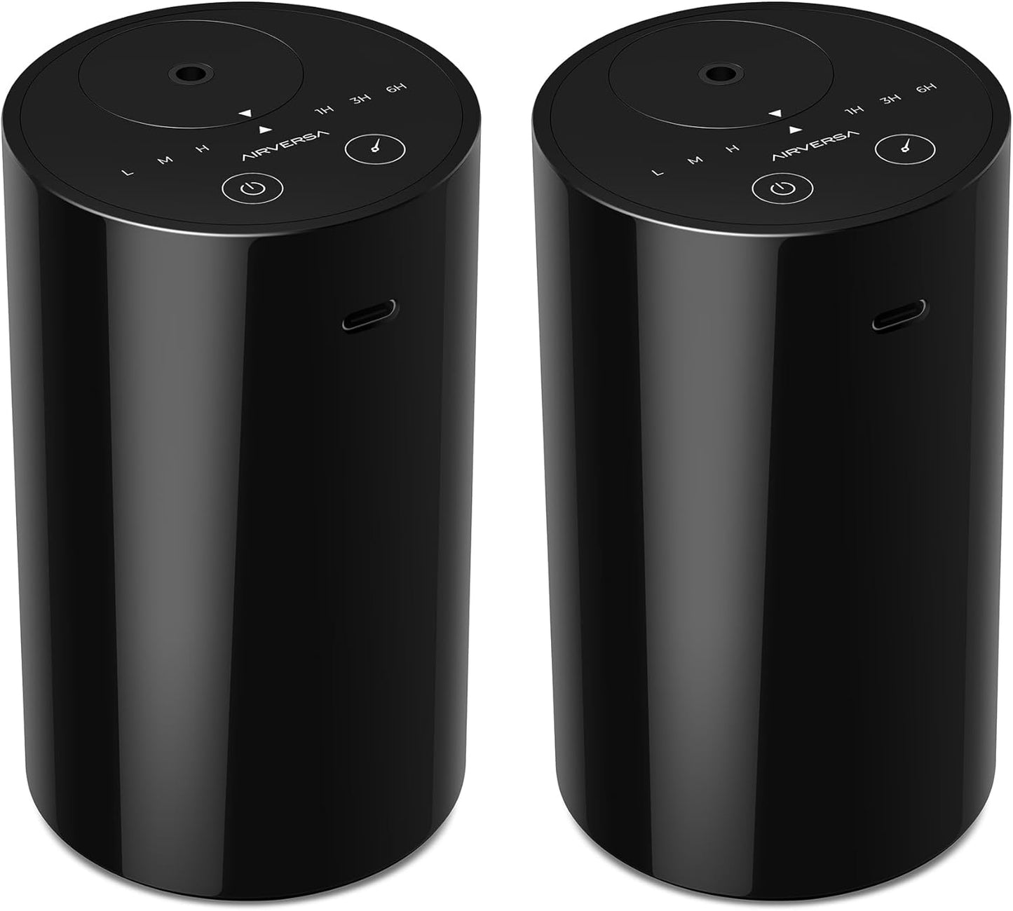 Waterless Diffuser for Essential Oil, Battery Operated Nebulizer, 0.7 Fl.Oz./ 20mL Capacity, Mini Scent Air Machine, 3 Countdown Timers & 3 Mist Levels for Home Room Car Office - AN8 Black 2Packs