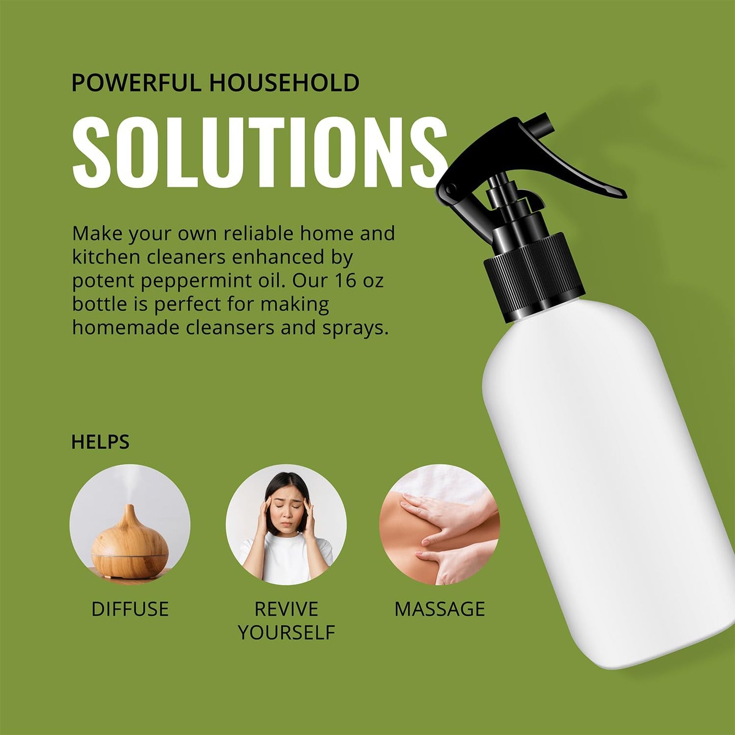 Bundle of Peppermint and Eucalyptus Essential Oils, 16 oz Bottles, for Diffusers, Home Care, Candles, Aromatherapy