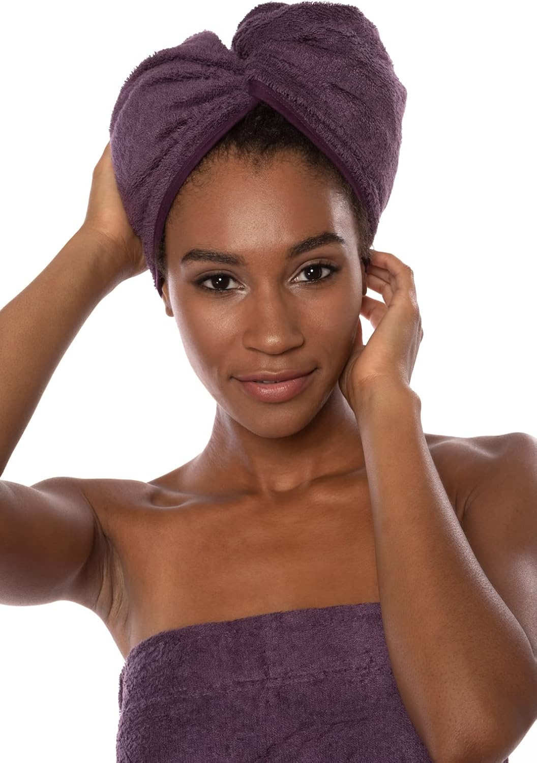 Texere Women's Bamboo Viscose Hair Towel (Tya, Black Plum, U)