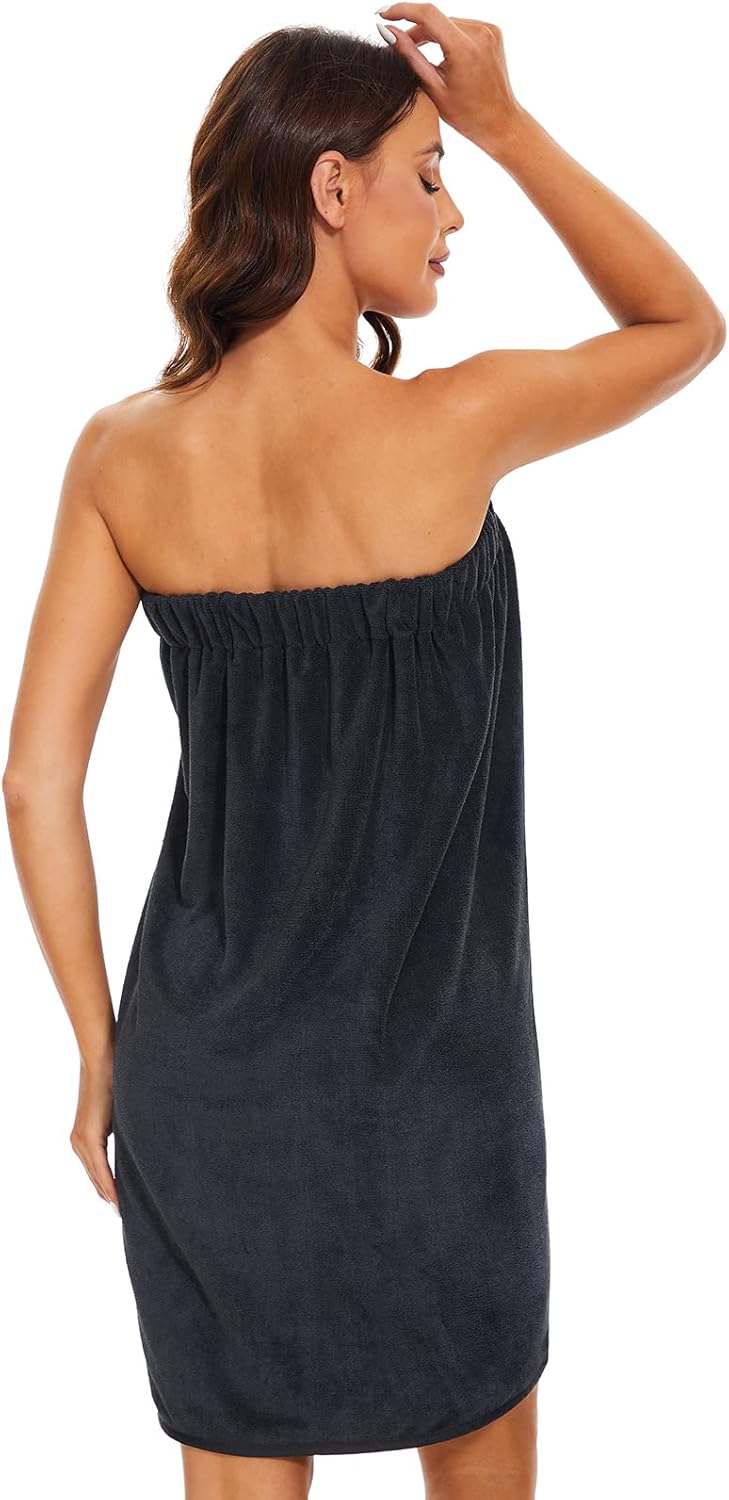 Knuffnee Women Bath Towel Robe Spa Body Wrap Shower Bathrobe Adjustable Snap Closure