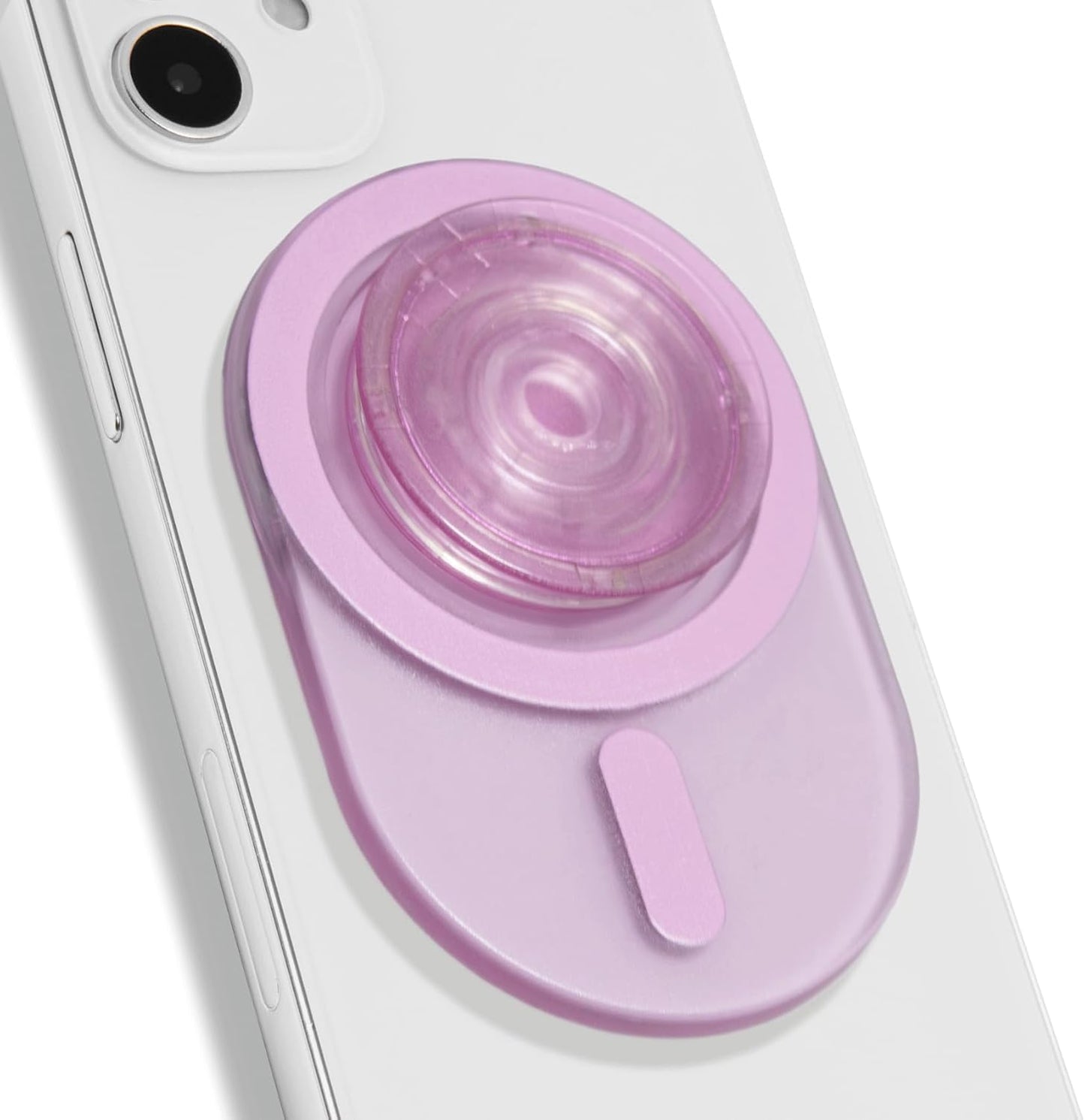 Oval Magnetic Phone Grip – MagSafe Compatible, Translucent Design, Slim and Lightweight, Grip and Stand for iPhone (Pink)