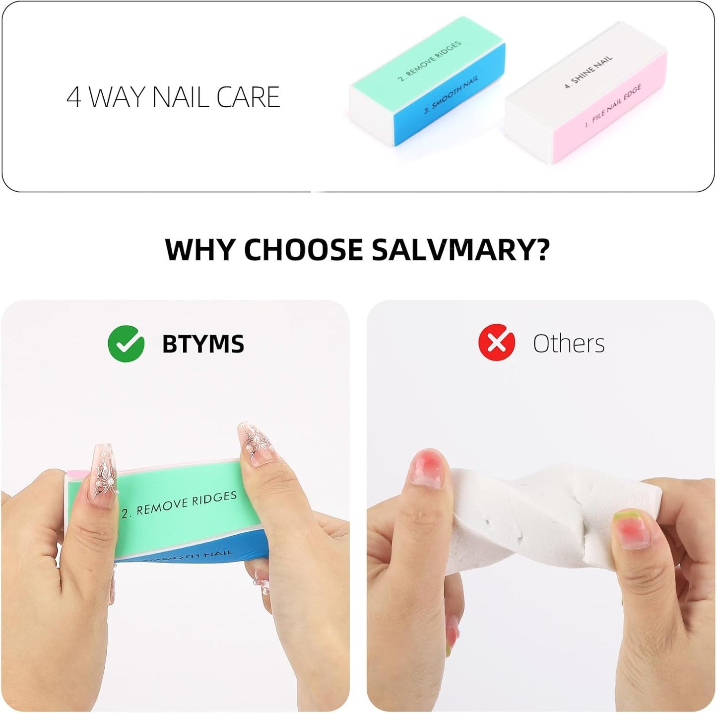 10 Pcs 4 Way Nail Buffers Blocks for Natural Nails, Nail Polishing Block Buffing Block Nail Files, Shape and Shine Nail Tool