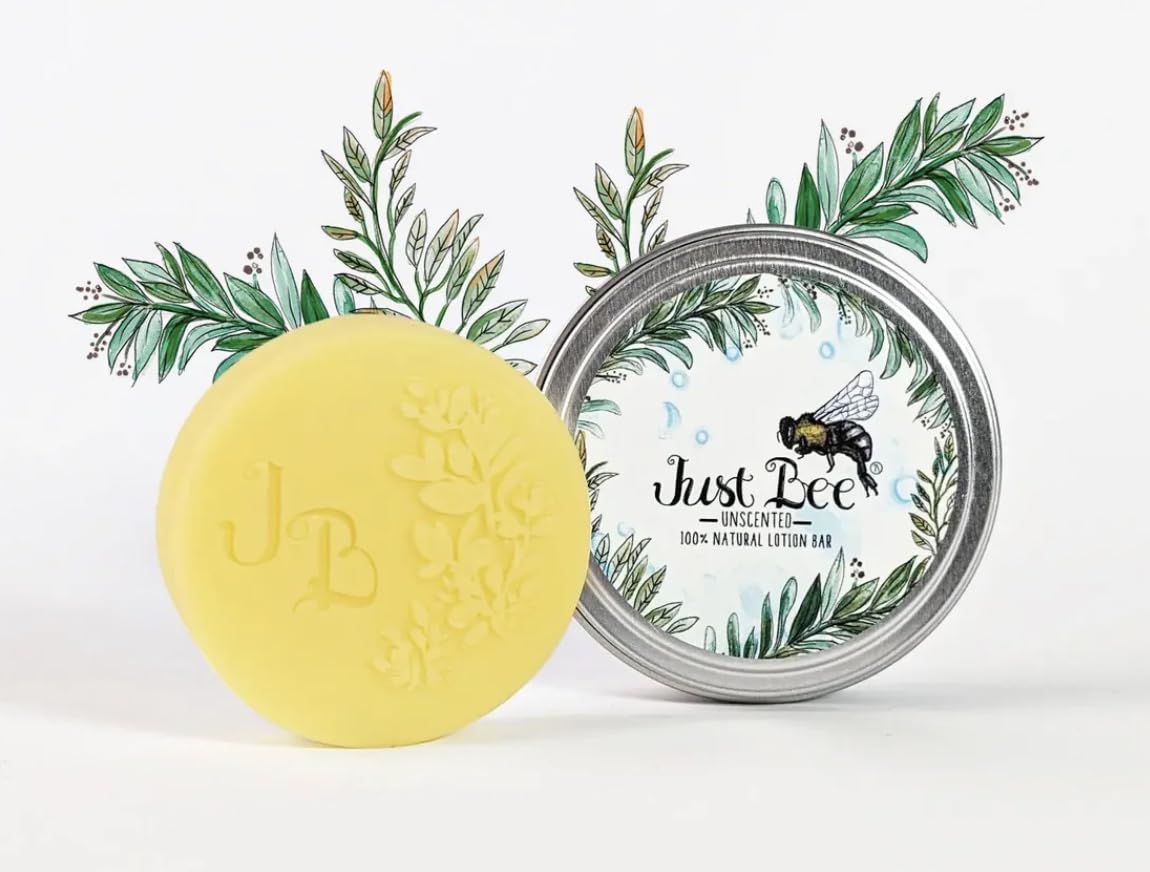 Just Bee 100% Natural Organic Gathered Beeswax Lotion Bar (Unscented)