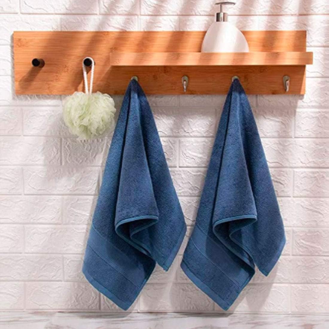 2 Pack Hand Towels for Bathroom- (14 x 30 Inch) 100% Cotton Hand Towel, Highly Absorbent and Quick Dry Face Washcloth, Home Soft Premium Towel for Hotel, Bath, Kitchen and Spa, Set of 2 (Blue)