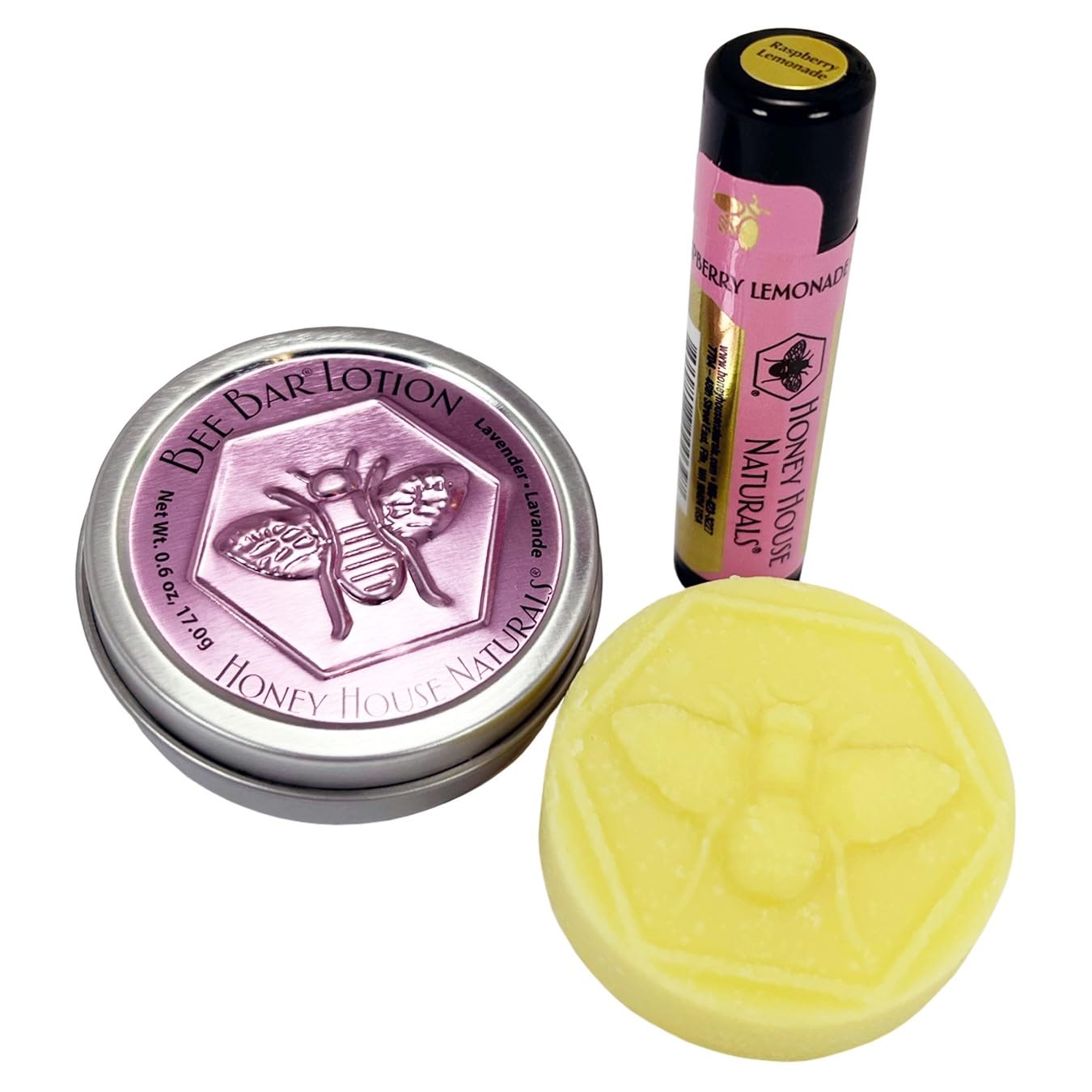 Honey House Naturals 2 Piece Gift Set, All Natural, Ultra Moisturizing Lotion Bar and Lip Butter Infused with Essential Oils, Made in USA, (Variant Name)
