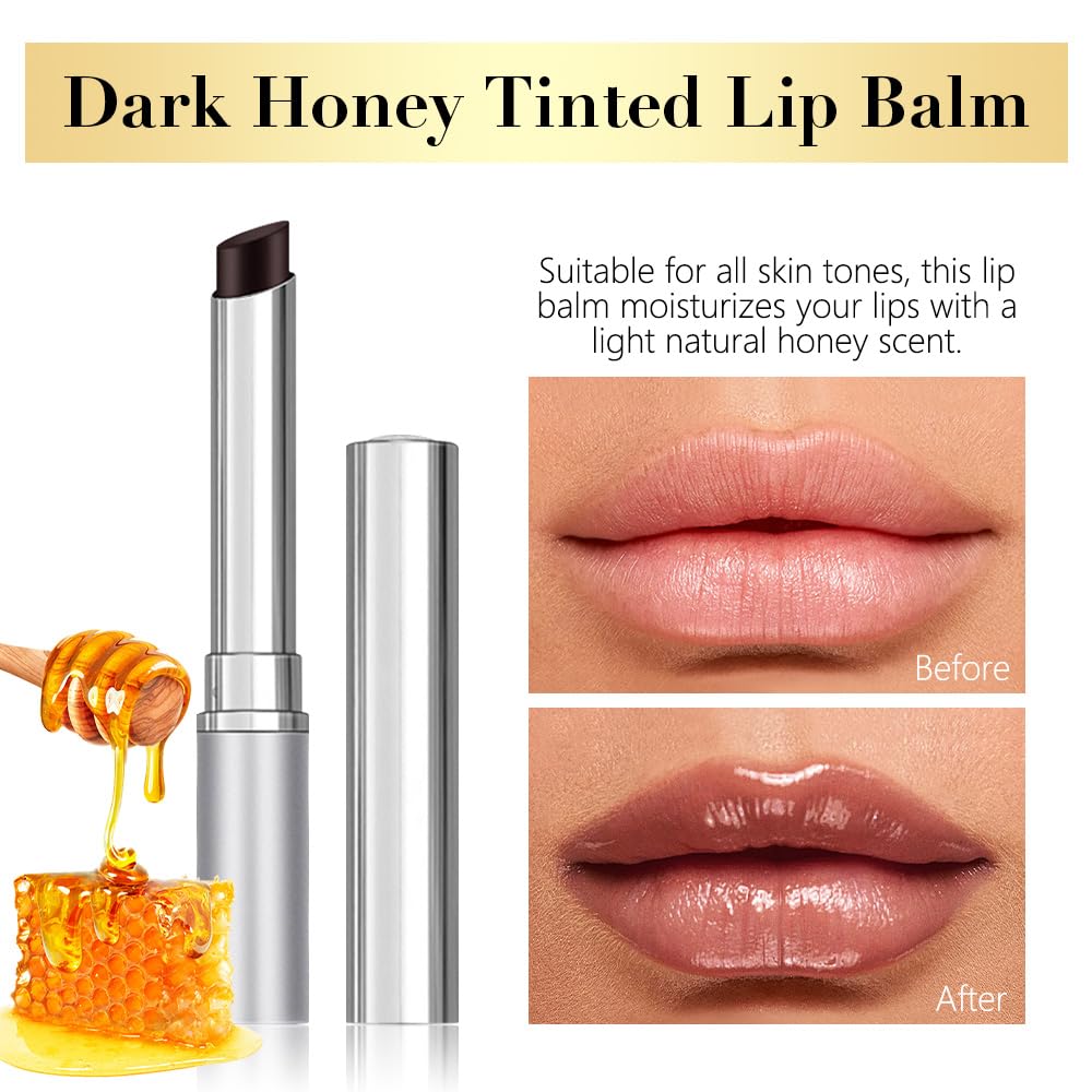 Black Cherry Nude Tinted Honey Lip Balm, Sheer Hydrating Moisturizing Lipstick for All Skin Type, Natural Black Cherry Lip Tint Balm Moisturizing Nourishing Lipstick Long Lasting Waterproof