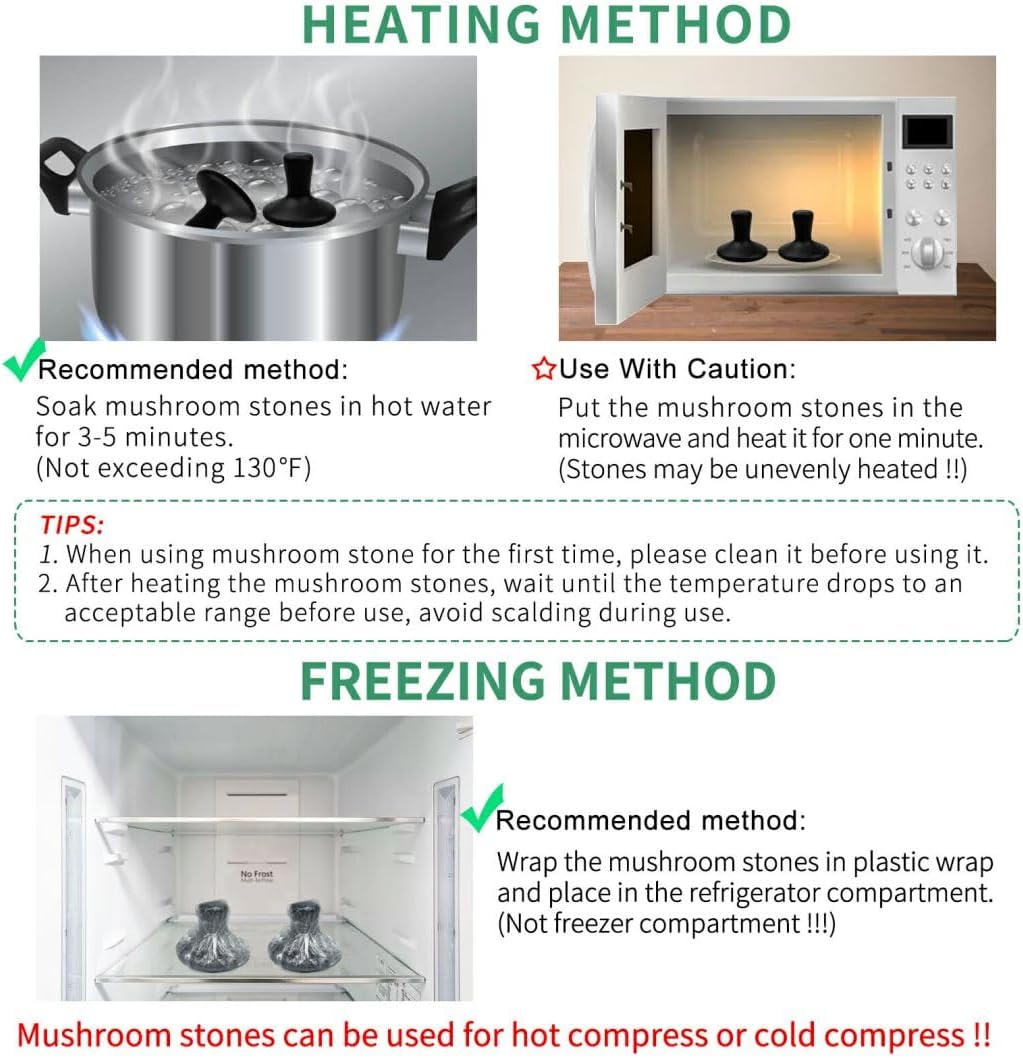 2 Pcs Mushroom Shaped Hot Stones Gua Sha Facial Tools Natural Basalt Stones Hot Rock Massage Tools for Body, Face, Home SPA, Relaxing