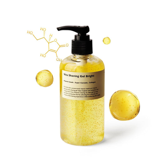 Vita Shaving Gel Bright – Vitamin C Transparent Shaving Gel for Men, Non-Foaming, Smooth Glide & Skin Brightening, 8.45 Fl Oz