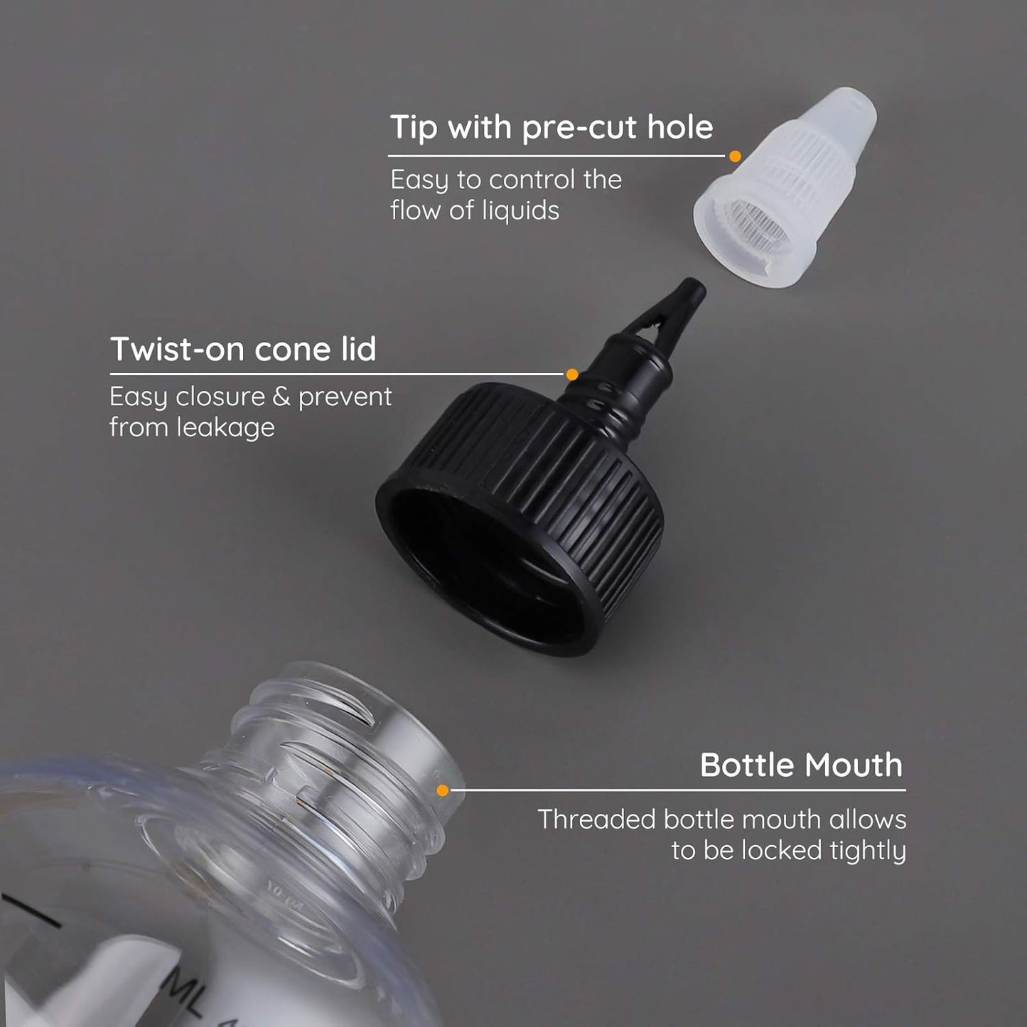 Segbeauty 16.9oz Hair Dye Bottles, Measured Twist-On Top Tip Cap Hair Color Squeeze Bottle with Ratio Graduated Scale, 2pcs 500ml Refillable Empty Hair Color Applicator Bottle Dyeing Tool Transparent