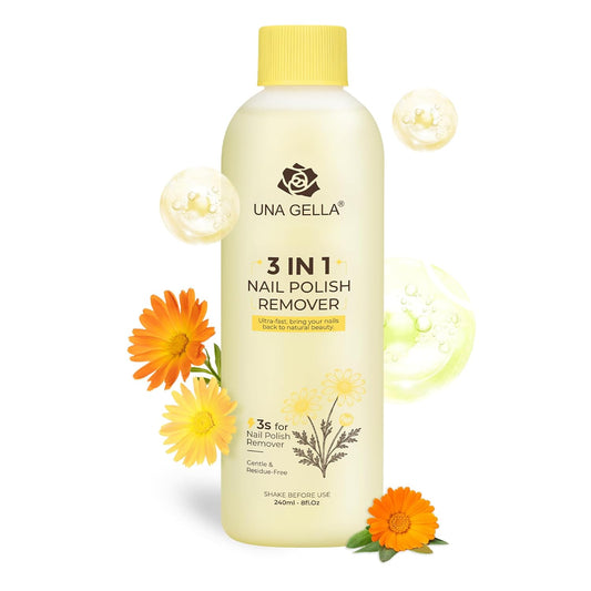 UNA GELLA Acetone Nail Polish Remover, Soak Off Gel Nail Polish Remover With Easy Use Cap, Healthy Formula Works For Acrylic Nail Glue 8 Fl Oz, Calendula Scent