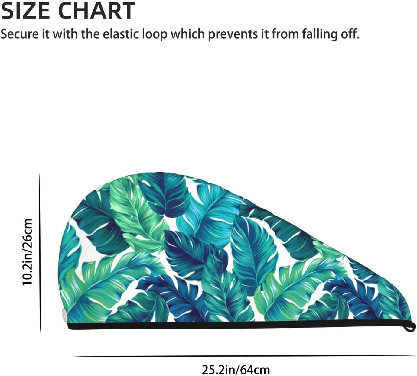 Tropical Palm Leaves Hair Towel Wrap Microfiber Fast Drying Hair Turban with Buttons for Women Drying Curly, Long & Thick Hair