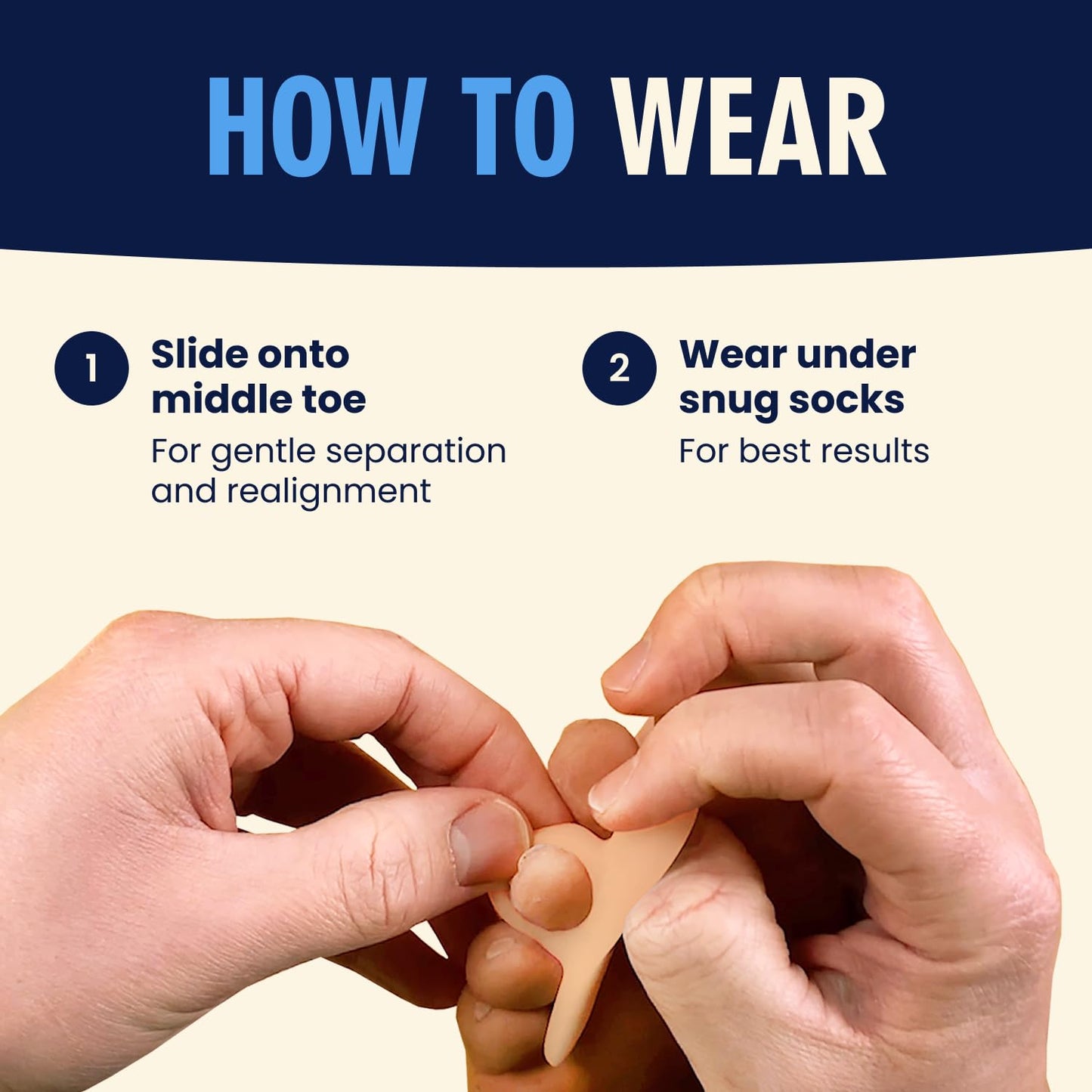 Dr. Frederick's Original Hammer Toe Gels - 2 Pairs - All-Day Relief for Crooked & Overlapping Toes - Soft Cushioning - Symptomatic Support for Toe Alignment - Beige - 1 Loop Design