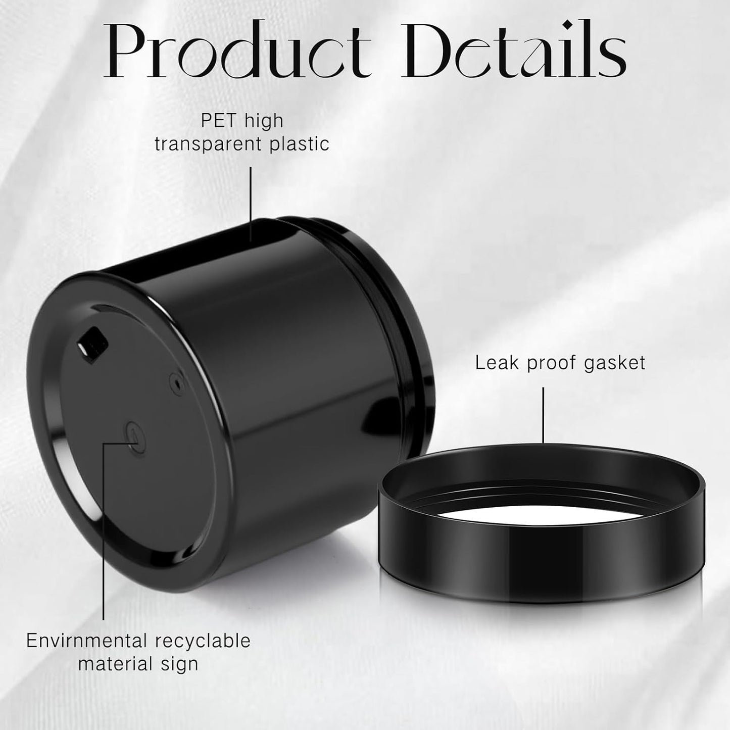 Patelai 4 Pieces Round Wide-mouth Leak Proof Plastic Container Jars with Lids for Travel Storage Makeup Beauty Products Face Creams Oils Salves Ointments DIY Making(6 Ounce,Pure Black)