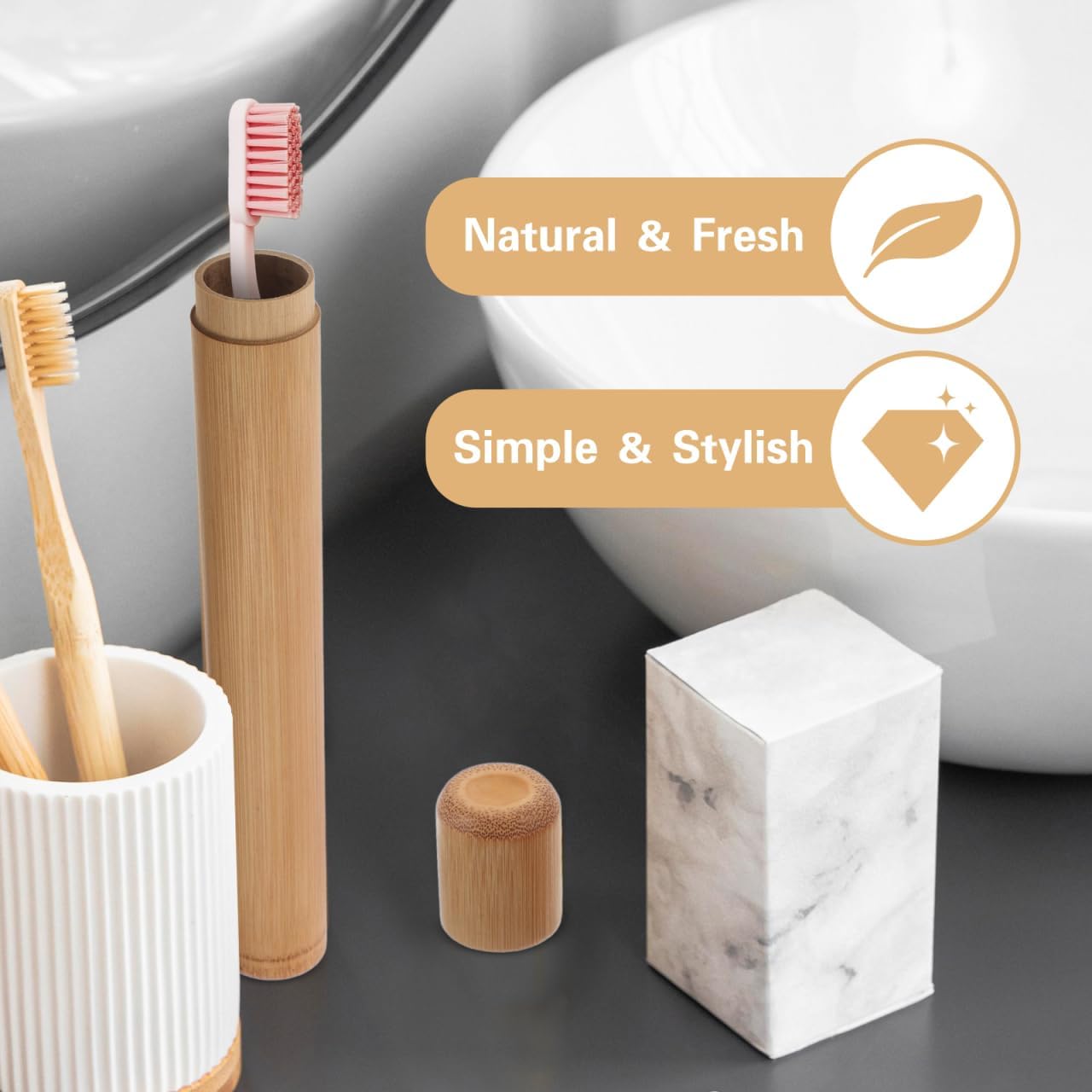 2Pcs Portable Bamboo Toothbrush Holder Case Lightweight Travel Tube for Hiking Camping and Daily Use Storage for Bamboo and Toothbrushes