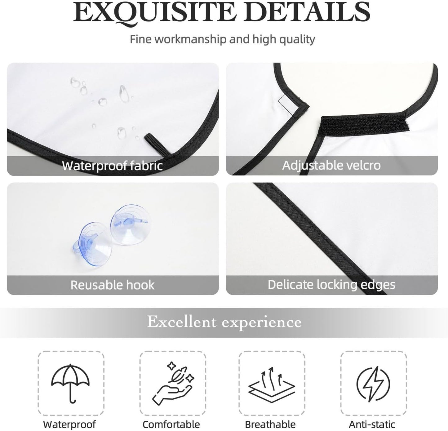 Non-Stick Beard Bib for Shaving, Breast Cancer Ribbon Black Shave Bib, Waterproof Hair Catcher with Suction Cups, Grooming Apron Men Husband