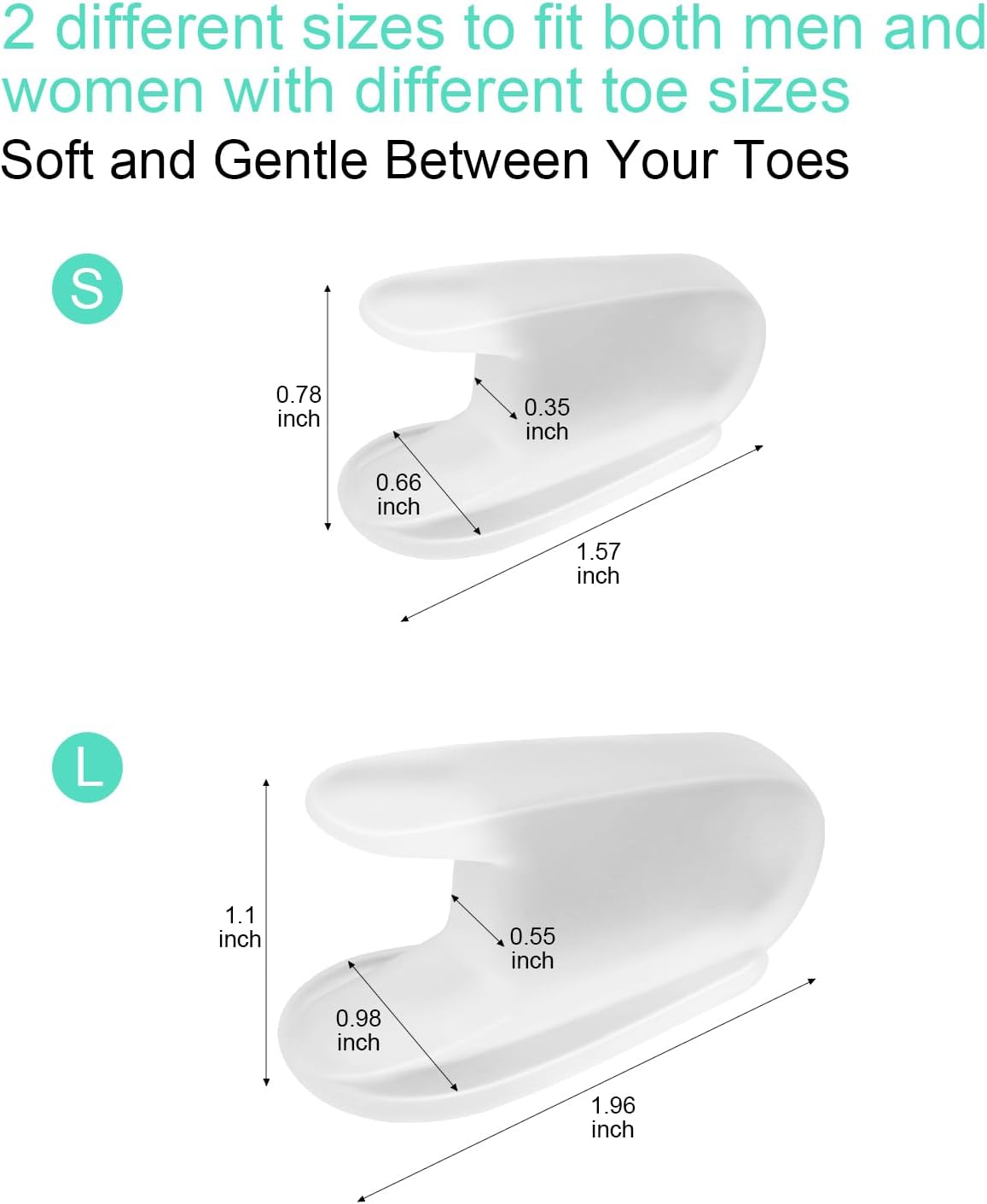 16Pcs Gel Toe Separators, Silicone Toe Spacers Bunion Corrector for Feet Women Men Pain Relief, Soft Flared Toe Spreader Hammer Toe Straightener for Overlapping Toes(12Small+4Large Size)