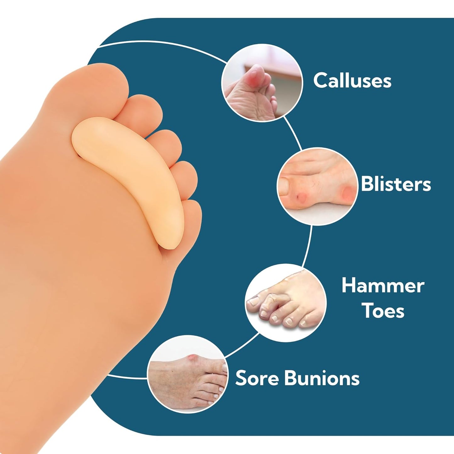 Dr. J's One Step Shop Hammertoe Relief Pads – Podiatrist Recommended Silicone Supports for Alignment and Offloading – 2 Pairs (4-Pack) Soft Gel Cushions for Mallet, Claw, and Bent Toes – Unisex Foot Support