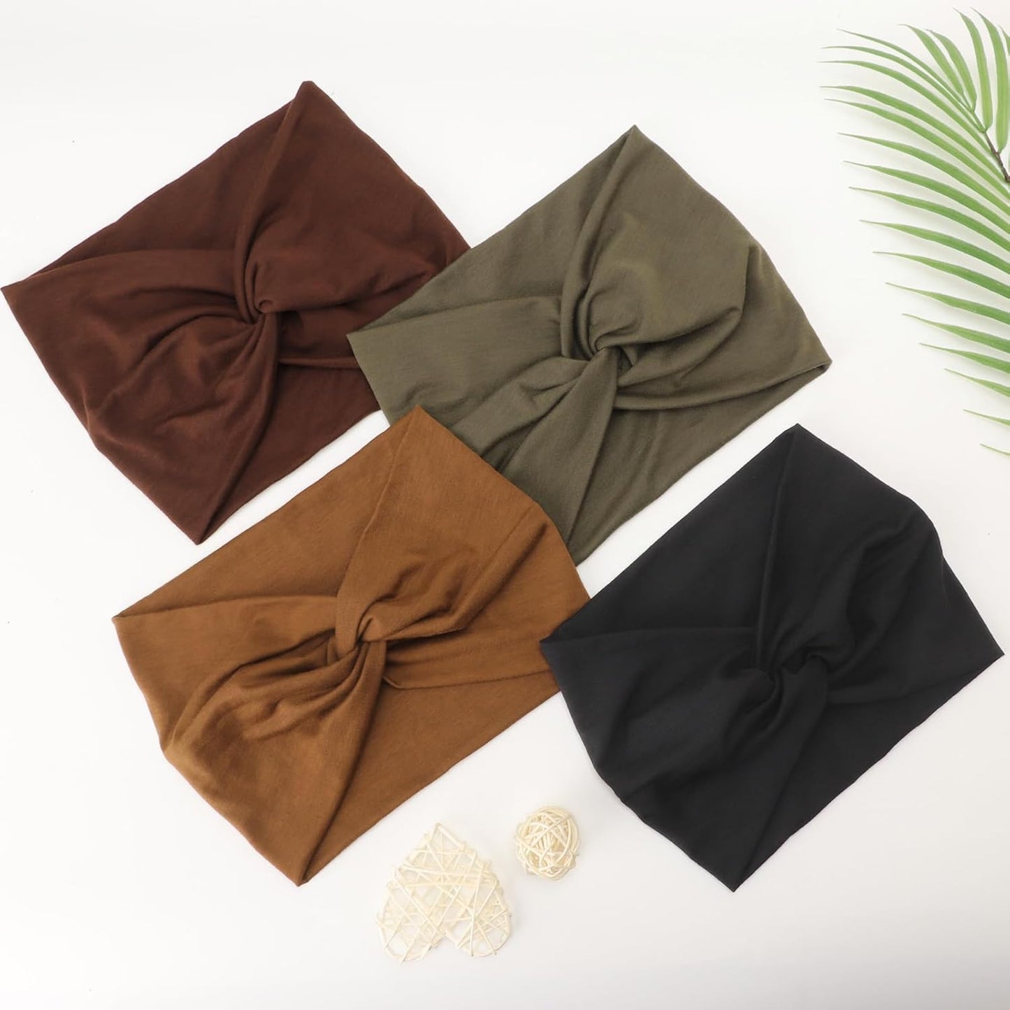 DRESHOW 4 Pack Turban Headbands for Women Wide Vintage Head Wraps Knotted Cute Hair Band Accessories