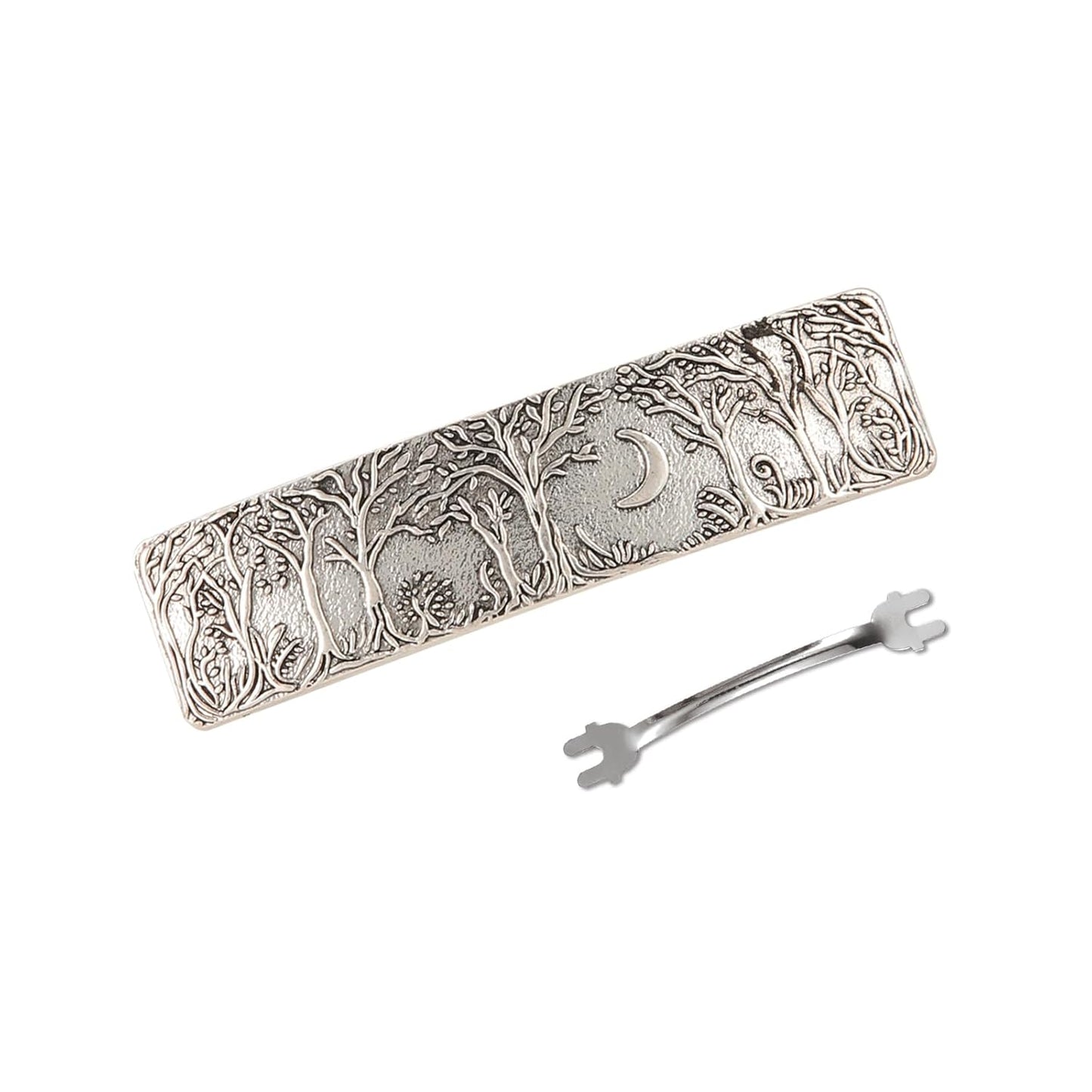 Amaxer Viking Gold Silver Barrettes for Women Girls Celtic Hair Clips for Thick Thin Hair Vintage French Hair Clips Hair Styling Accessories (Silver-Forest)