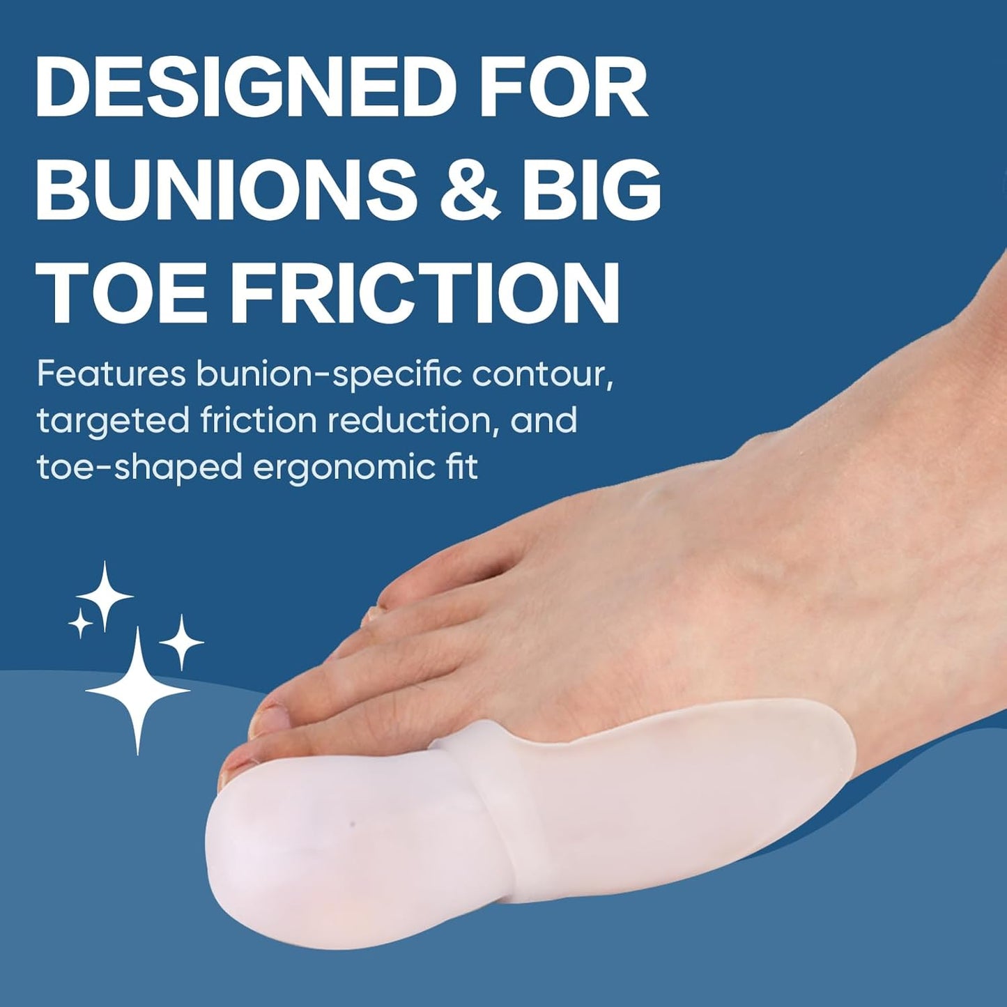 20 Count Bunion Pads & Toe Protector Set, 10P Toe + 10P Bunion Protectors, Soft Gel Toe Cap for Foot Pain Relief, Friction & Pressure Protection