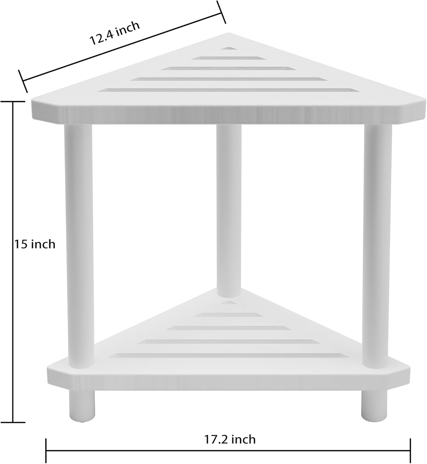 Bamboo Corner Shower Stool for Shaving Legs, 2-Tier Shower Stool for Inside Shower, Shower Foot Stool with Storage Shelf(White)