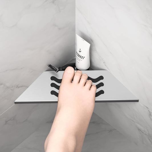 10'' Corner Foot Rest for Shaving Legs, Wall Mounted Foot Ledge for Bathroom Inside Shower, 304 Stainless Steel Footrest with Shaving Holder (Brushed)