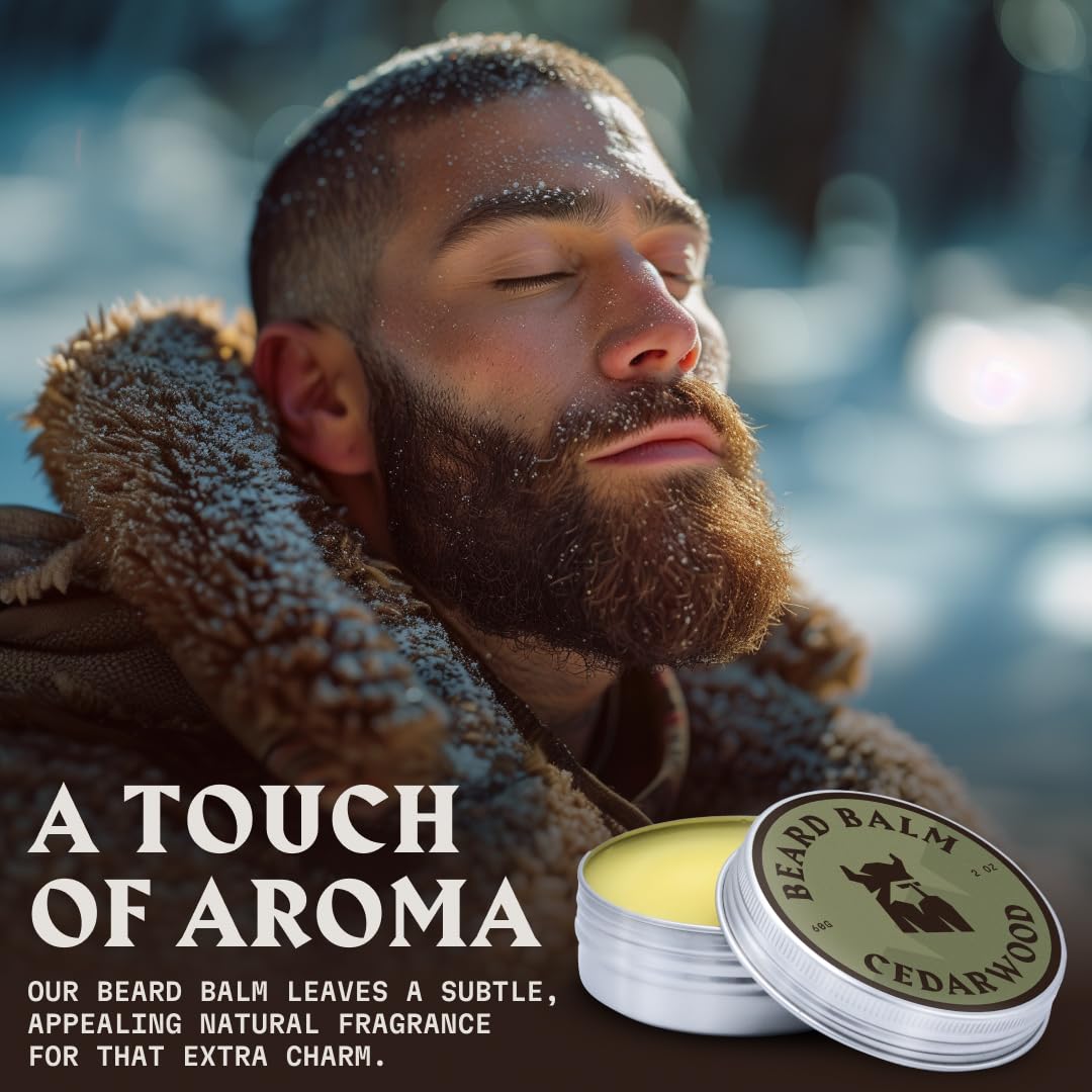 Striking Viking Beard Balm - 2 oz, Pack of 1, Cedar Scent - Light Hold Taming & Mustache Wax - Deep Conditioning & Hair Conditioner - Shape & Style with Beard Brush for Men