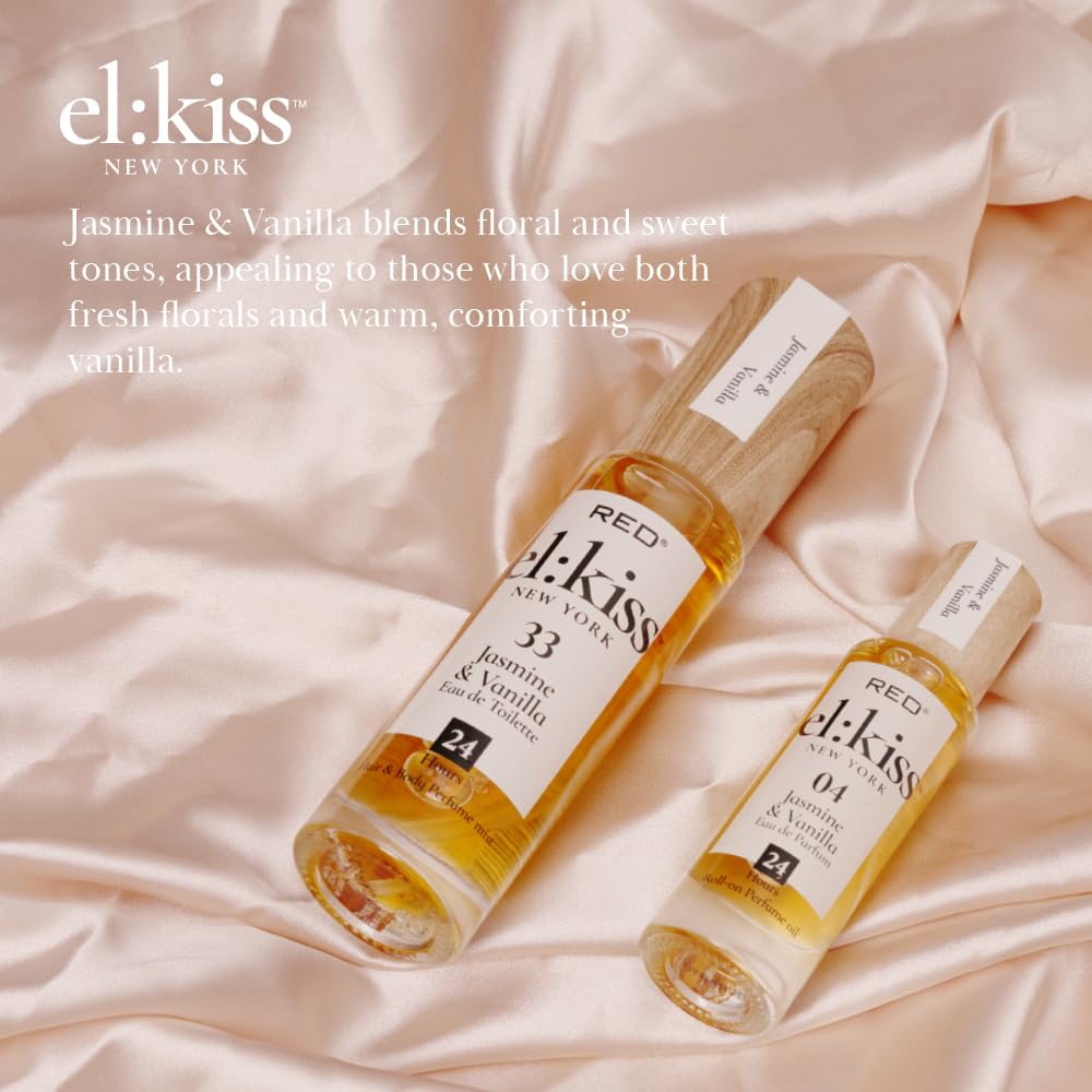 EL:KISS Hair Perfume & Body Mist, Jasmine & Vanilla Inspired by SDJ 68, Eau de Toilette 30mL (1.01 Fl Oz), Hydrating & Long-Lasting, Alcohol & Mineral Oil-Free, Jojoba/Argan Oil & Aloe Vera