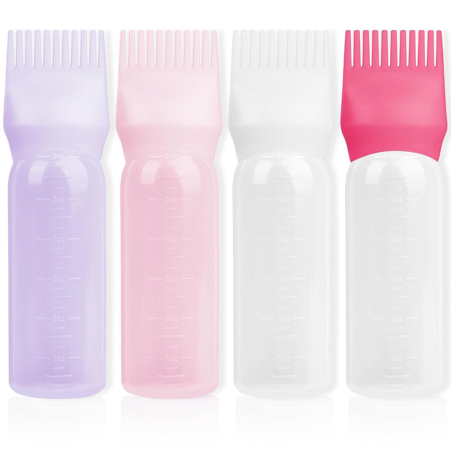 BLAAROOM Root Comb Applicator Bottle, 4 Pack Hair Oil Applicator with Root Comb Brush for Scalp Oil Hair Oiling