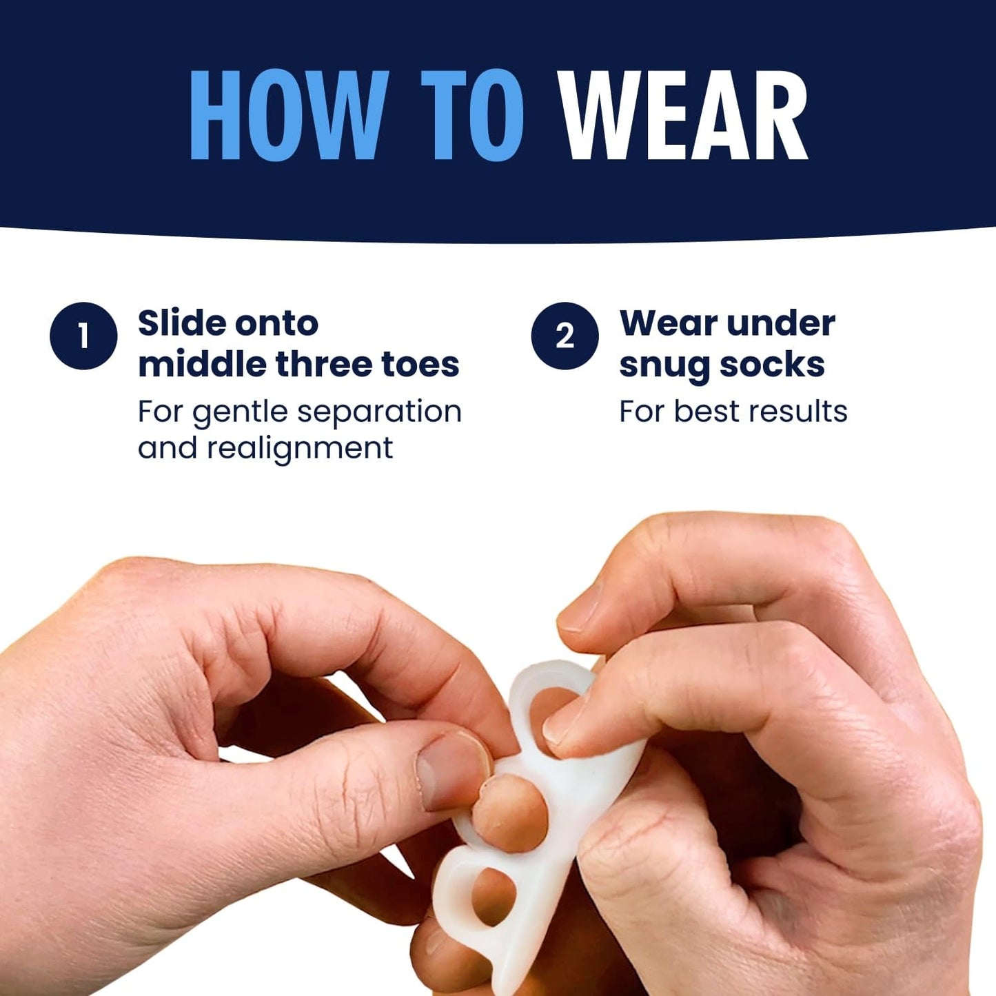 Dr. Frederick's Original Hammer Toe Gels - 2 Pairs - All-Day Relief for Crooked & Overlapping Toes - Soft Cushioning - Symptomatic Support for Toe Alignment - White - 3 Loop Design