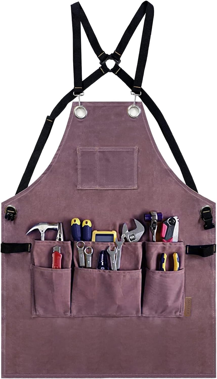 Woodworking Apron for Men Canvas Work Shop Aprons Waterproof with Tool Pockets for Woodworkers Carpenters