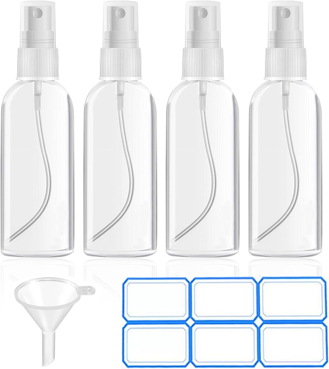 4 Pack 1 Oz (30ml) Mini Spray Bottles Clear Travel Size Spray Bottles Leak Proof with Funnels and Labels