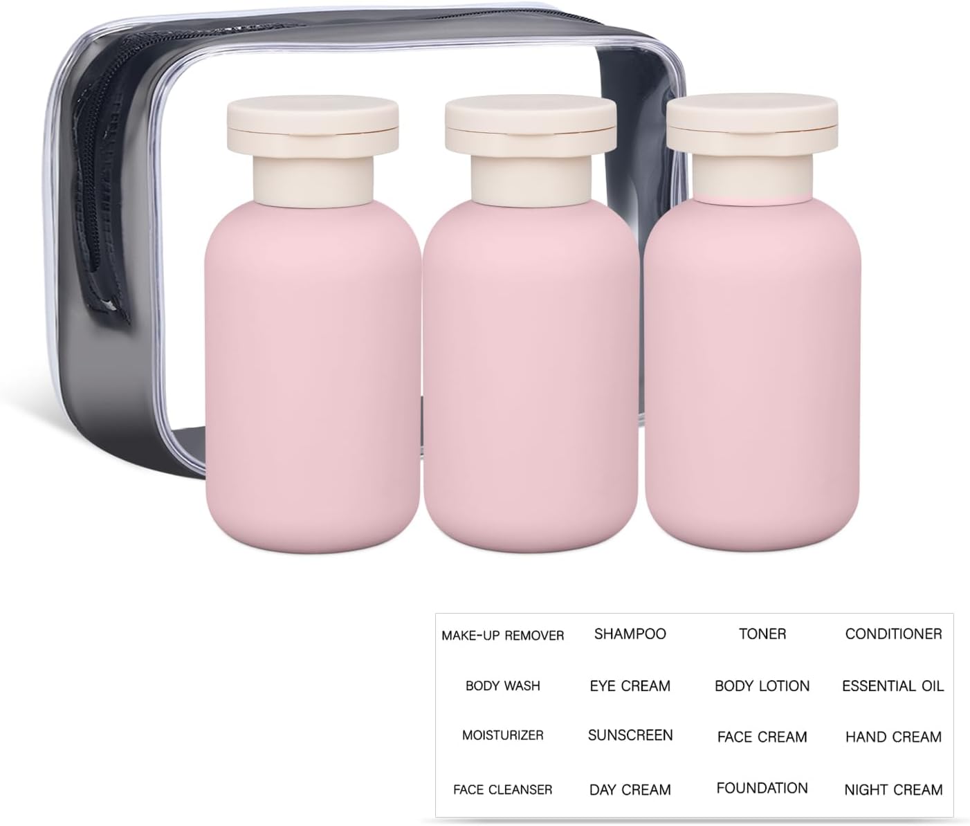 ASEVAT 3.4 oz Plastic Squeeze Bottle for Lotion, Plastic Empty Shampoo Conditioner Container, Plastic Travel Size Toiletries Bottles for Shampoo, Lotion, Cream and Liquids (3 Pcs)