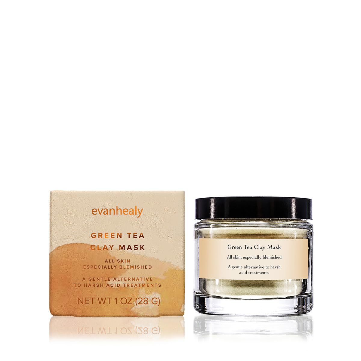 evanhealy Green Tea Clay Mask | Deep-Action Cleansing Mask | Exfoliating, Clarifying & Purifying Mask | Organic Matcha & Montmorillonite Clay for Oily, Normal & Dry Skin