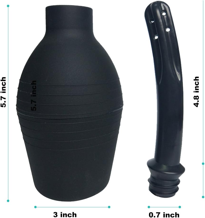 Abyclean Anal Douche Enema Bulb Vaginal Douche Enema Cleaner for Women’s or Man’s Health (310ml Black)