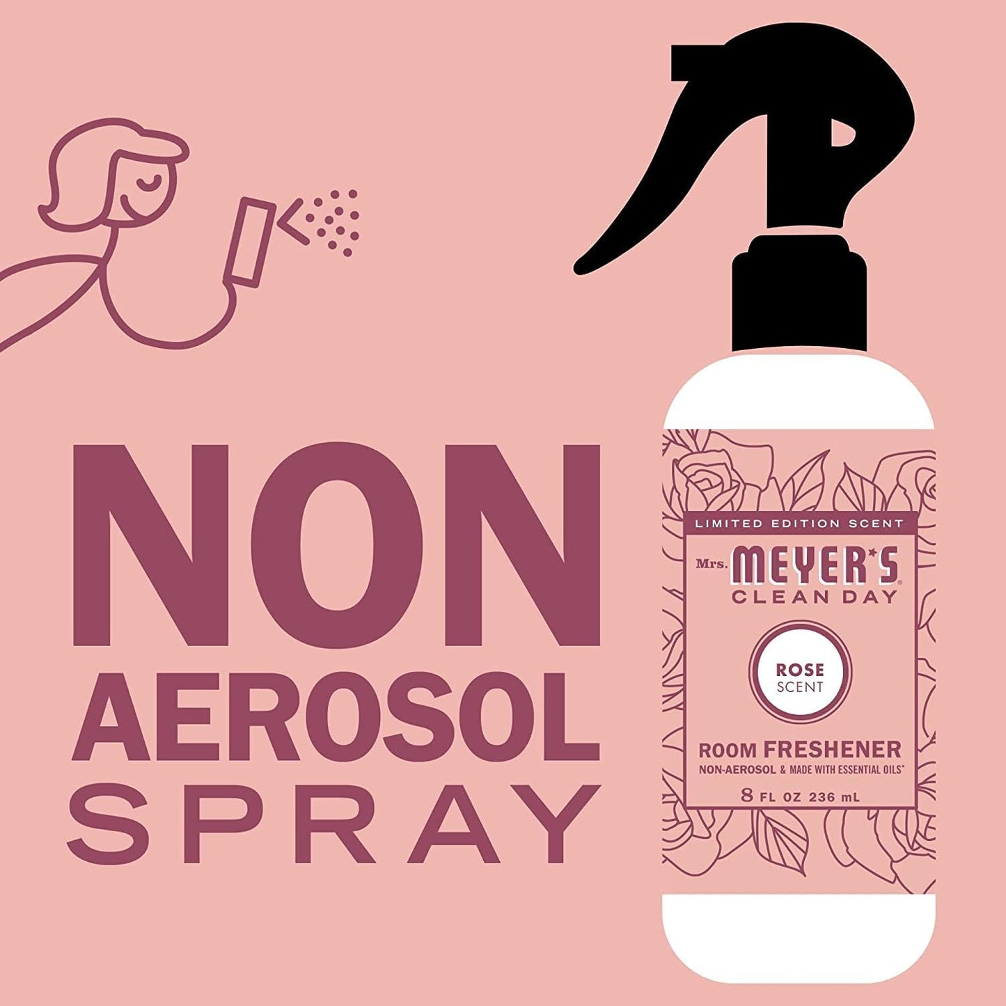 MRS. MEYER'S CLEAN DAY Room Freshener Variety Scents 3 CT (Rose + Lilac + Mint) 8 fl oz.