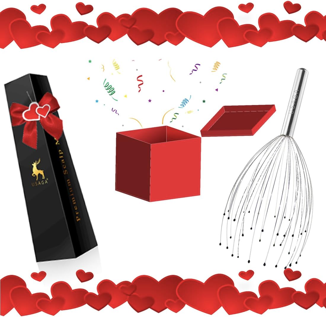 USAGA 36 Fingers Head Massager Scalp Massager Head Scratcher, Stocking Stuffers Gift for Scalp Body Relaxing (Silver)