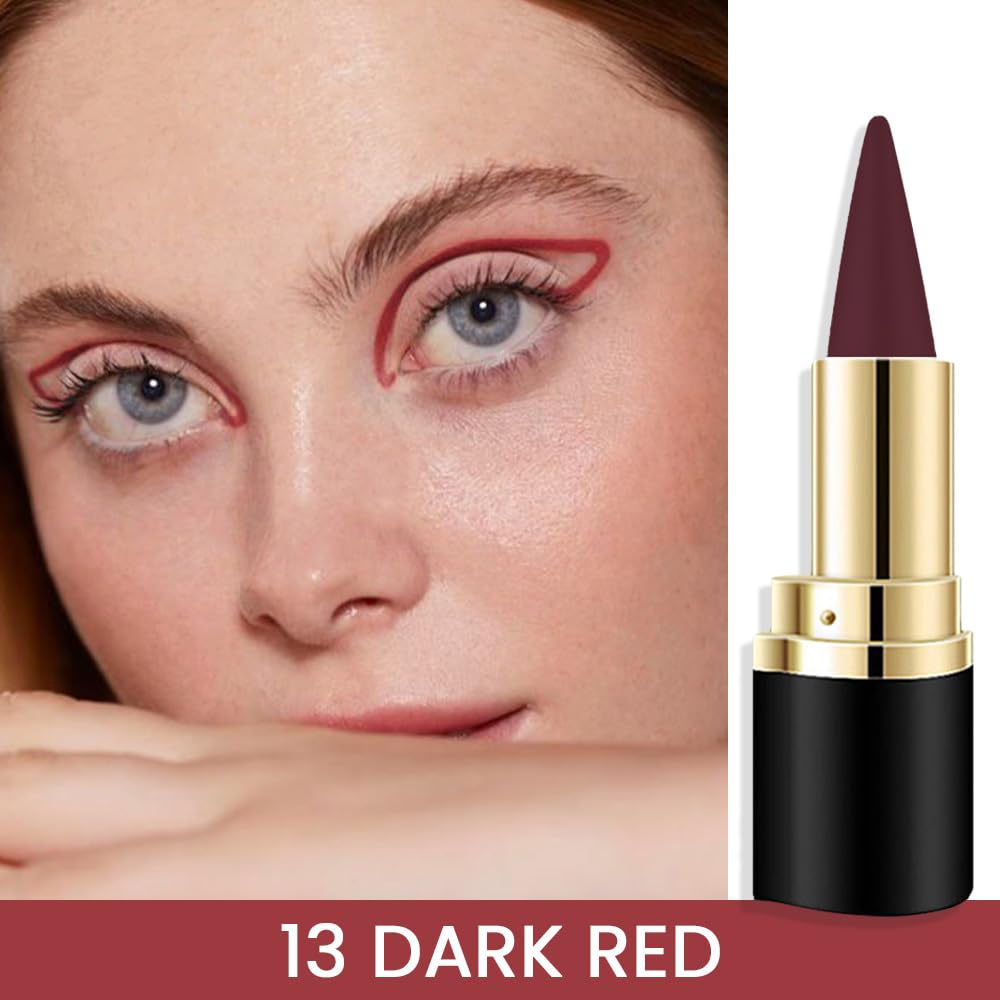 evpct 2Pcs Red Dark Red Gel Eye Liner Pencils Eye Black Face Paint Stick Halloween Makeup Set Waterproof Smudge Proof Liquid Eyeliner Pen Crayon Smokey Eye Liners delineador de ojos contra el agua