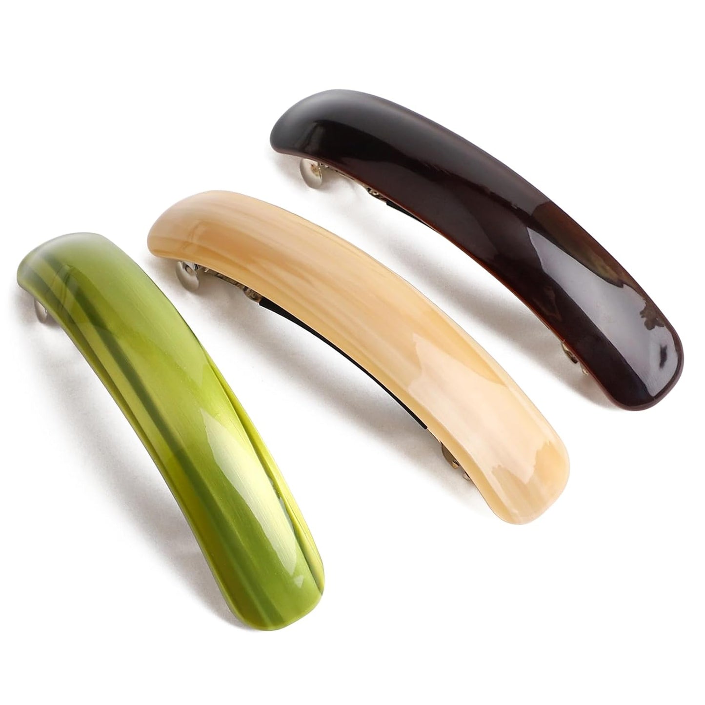 French Large Arc-shaped Adjustable Hair Clip Barrette for Women, Automatic Clasp (Set of 3)