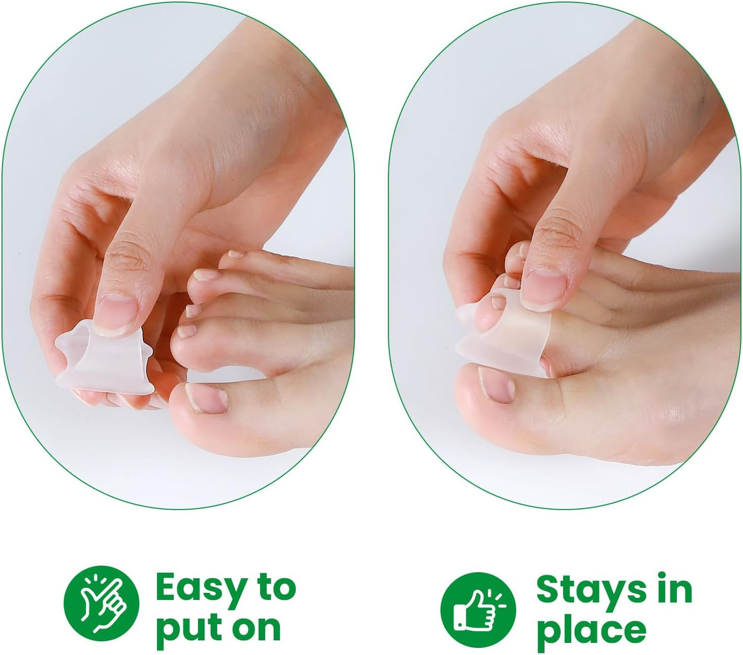 Bukihome Hammertoe Corrector - 6 Pack Toe Straightener to Curled Toes, Broken toe, Bunion Corrector for Women and Men, 3 Different Size (Clear)