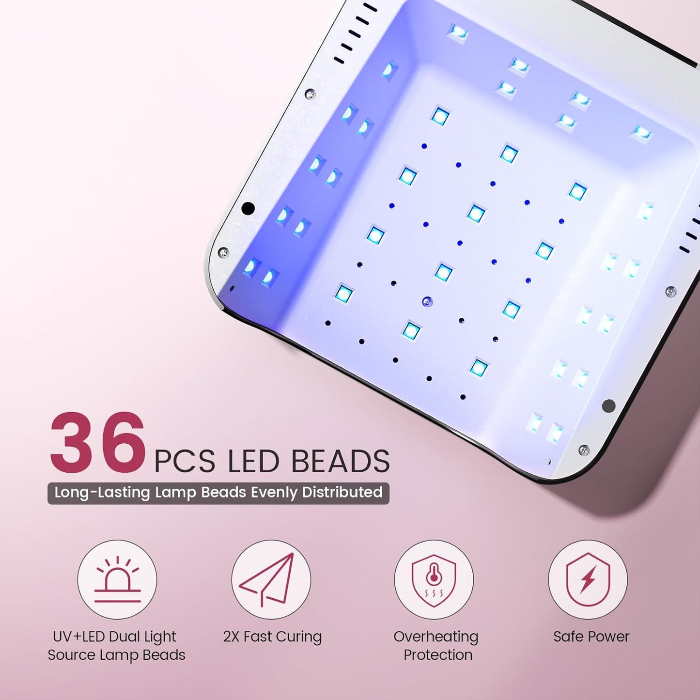 Lavinda UV Light for Gel Nails, Professiona UV LED Nail Lamp 2X Faster Curing Nail Dryer Nail Light Compatible with All Gel Types for Home Salon (Black X7)