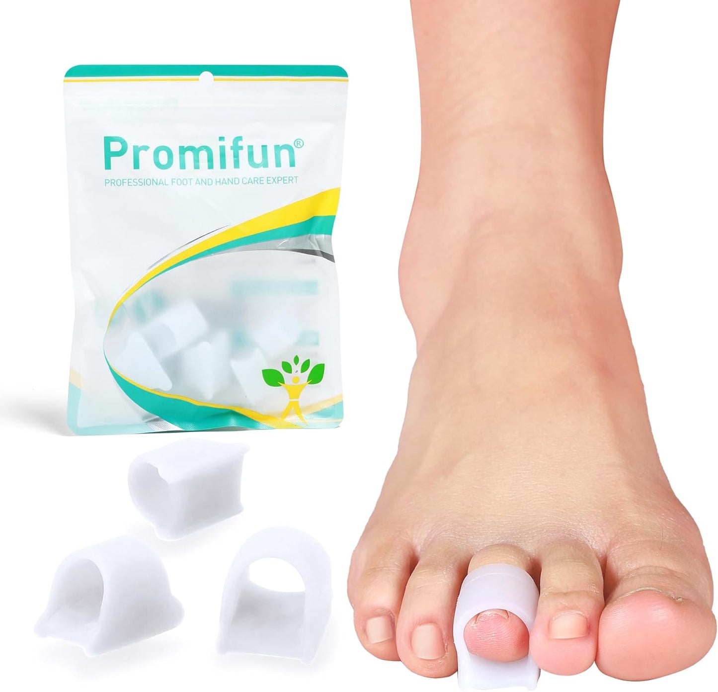 Hammertoe Corrector for Women - Soft Gel Toe Straighteners - Realign Bent, Curled, Crooked, Claw, Bunion, Hammer Toes - Toe Corrector for Men（8 Count, Medium, White）