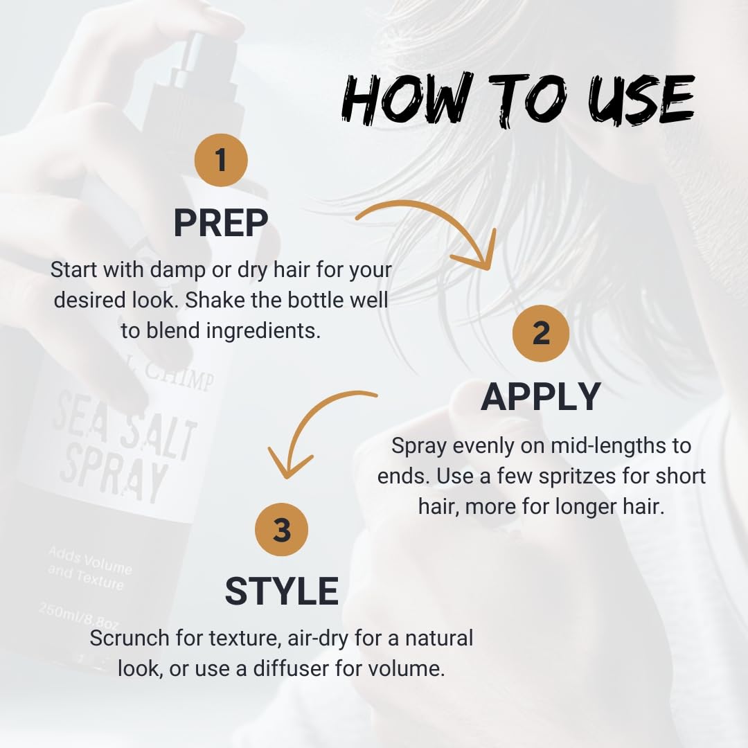 Tribal Chimp Sea Salt Spray for Men 250ml – Sea Salt Hair Spray for Volumizing, Thickening & Texturizing Hair of All Types – Strong Extra Hold, Natural, Non-Toxic & Alcohol Free Hairspray