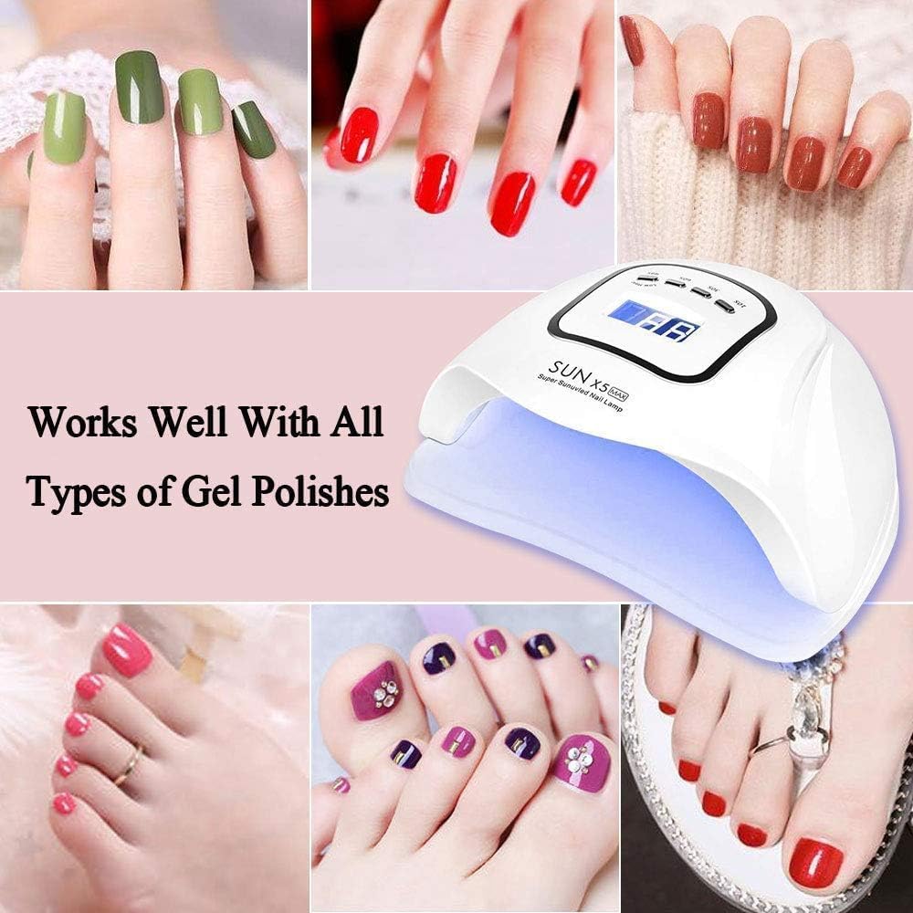 UV LED Nail Lamp 150W, Professional Nail Dryer Gel Polish Light, UV Nail Light with 4 Timer Setting, Nail Polish Curing Gel LED Dryer, Professional Nail Art Tools with Automatic Sensor (X5)