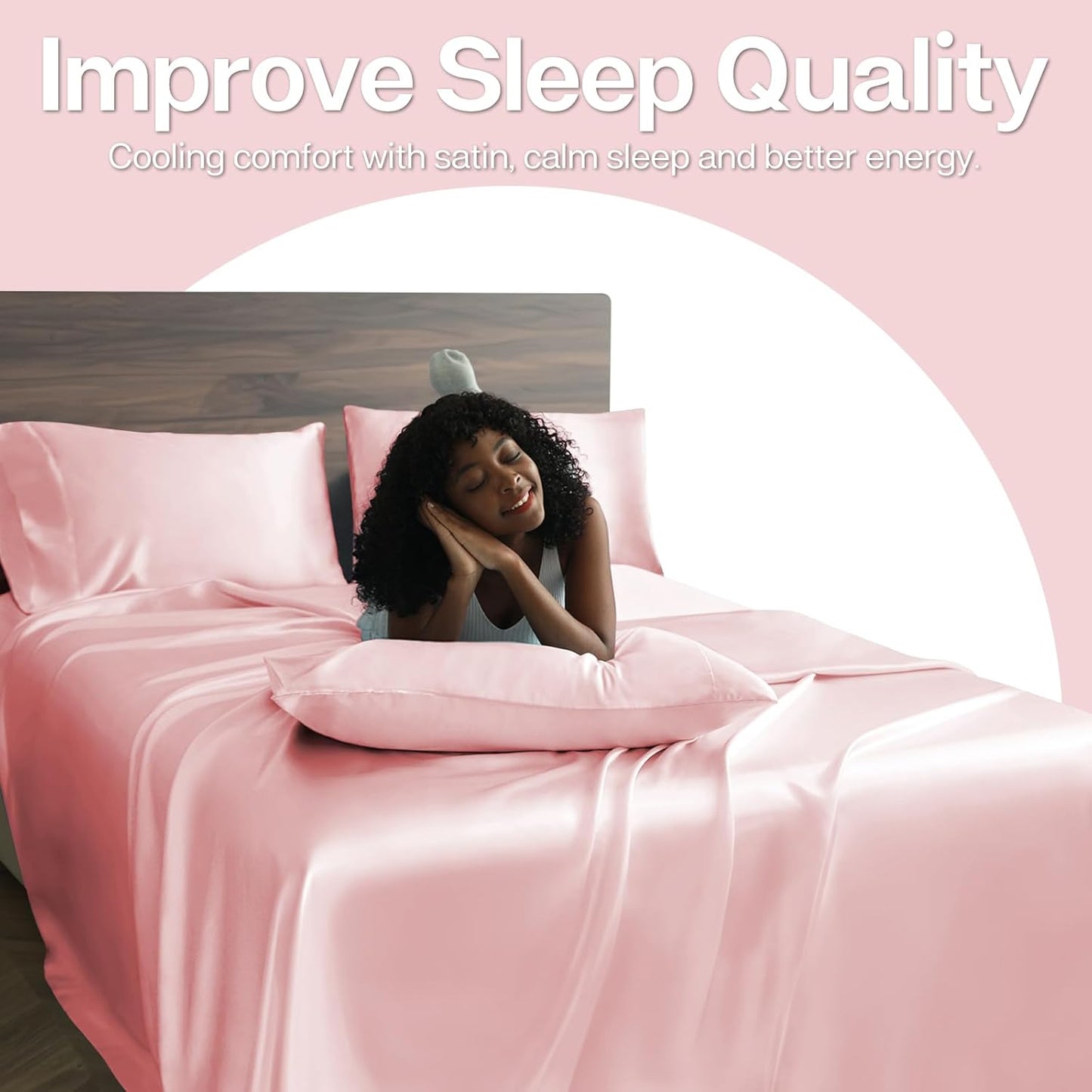 MR&HM Satin Pillowcase for Hair and Skin, Silk Satin Pillowcase 2 Pack, King Size Pillow Cases Set of 2, Silky Pillow Cover with Envelope Closure (20x40, Light Pink)