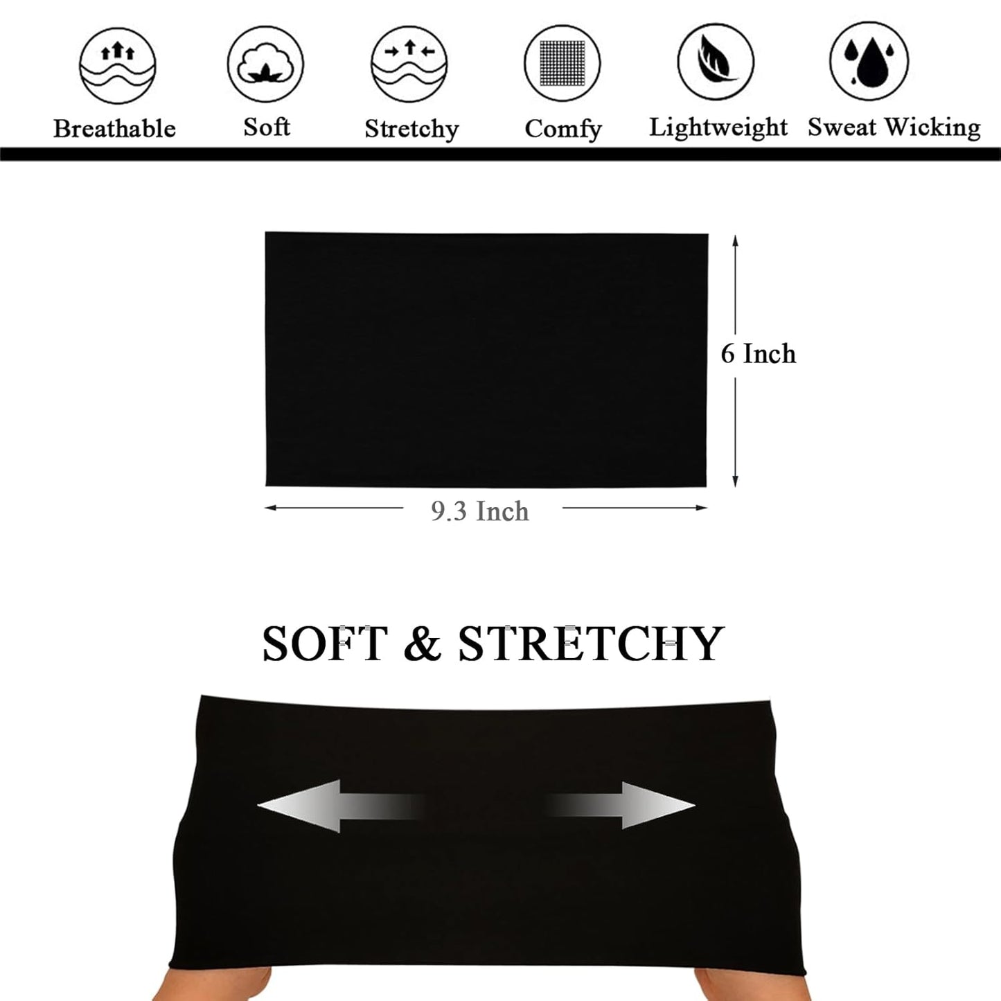 Wide Headbands For Women Stretchy Headband Workout Head Bands For Women's Hair Band Non Slip Head Wrap 6 Pack