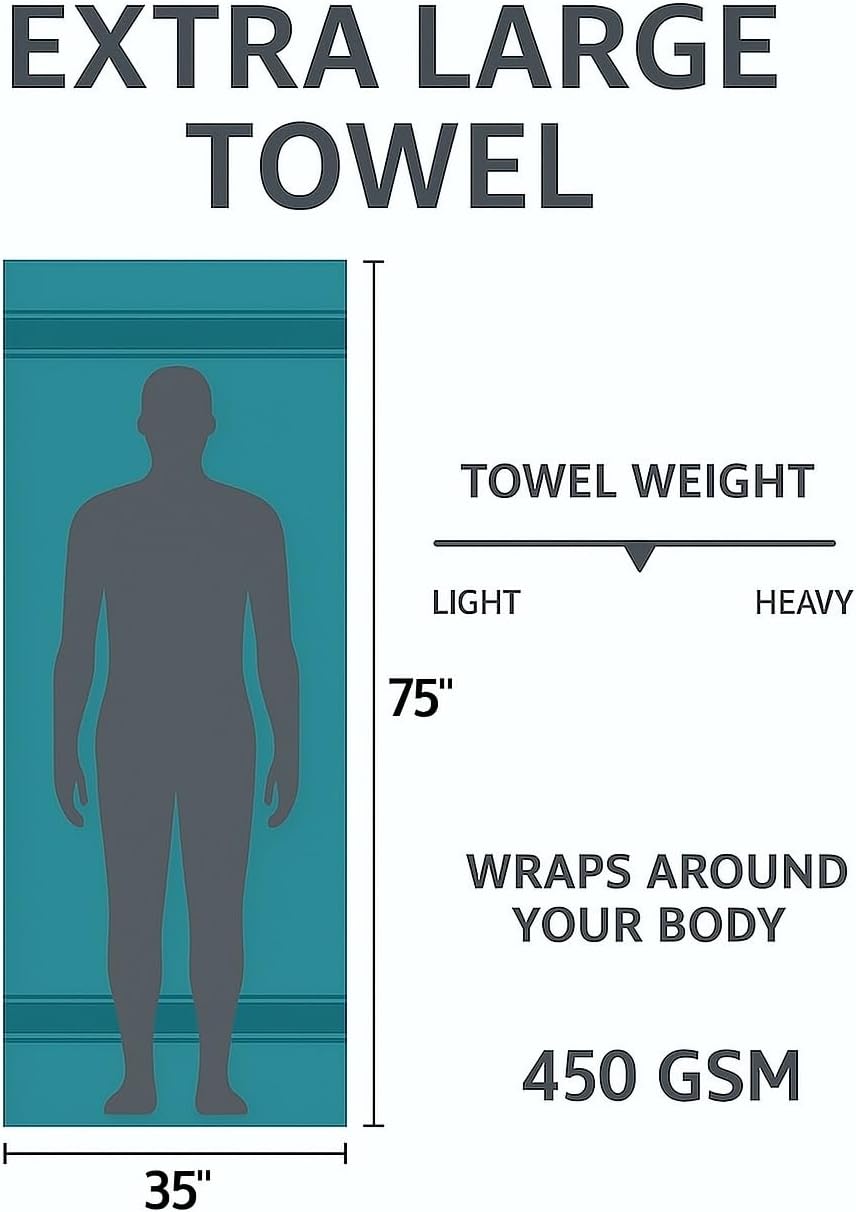 Oversized Bath Sheet 35 x 75 Pack of 2 | 450 GSM Quick Dry and Highly Absorbent | 100% Cotton Terry Towels for Bathroom - Perfect for Shower - Pool and Spa - Luxury Soft Towels - Charcoal Grey