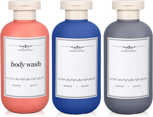3 PACK Travel Shampoo Bottle, Empty Plastic Squeeze Bottles 6.8oz with Flip Cap, Lotion Container for Toiletries Travel Size Shampoo and Conditioner